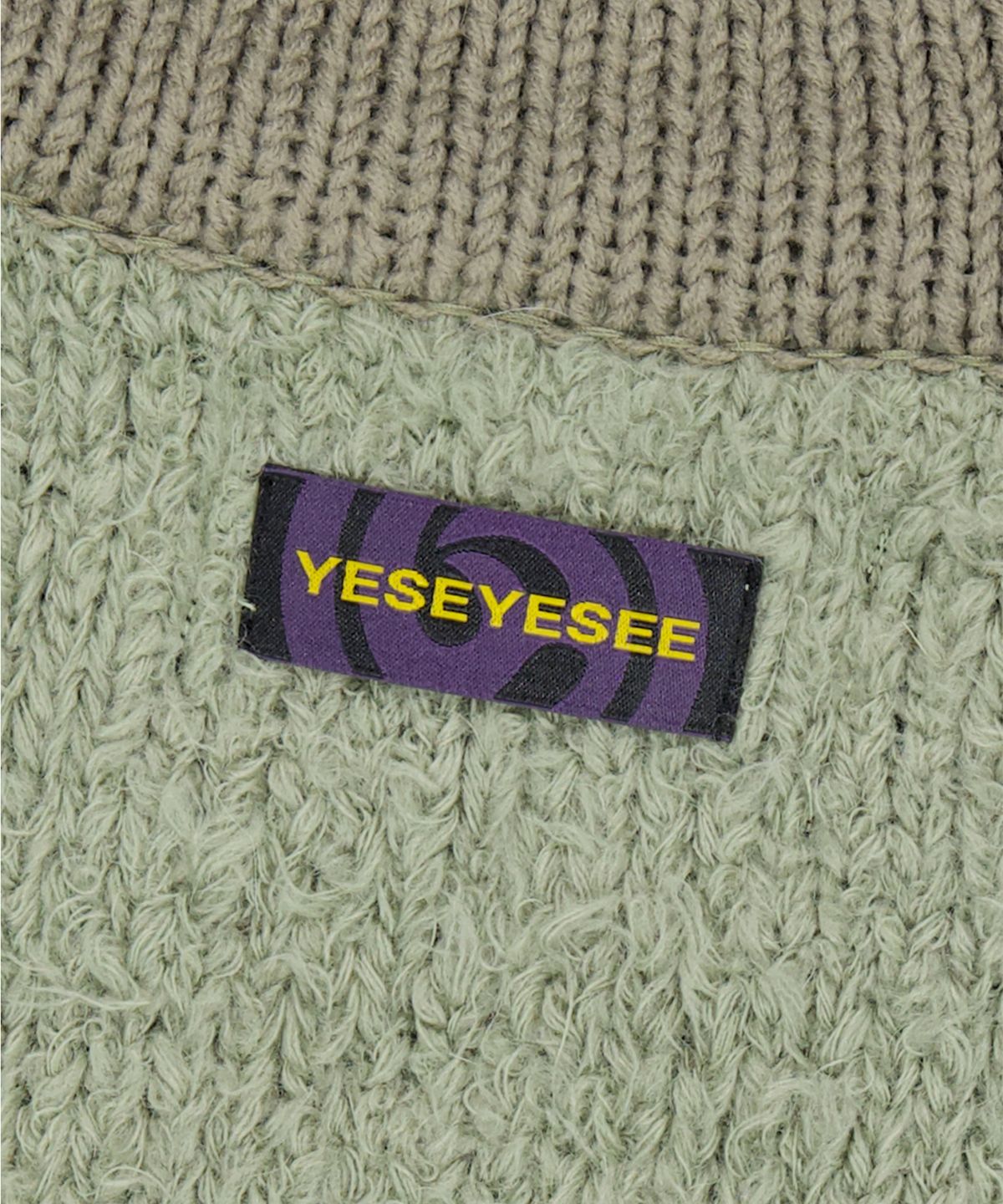 예스아이씨(YESEYESEE) Y.E.S Stripe Zip-up Knit Cardigan Sage Green