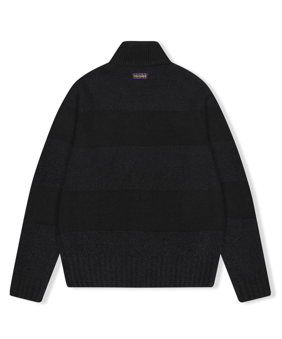 예스아이씨(YESEYESEE) Y.E.S Stripe Zip-up Knit Cardigan Black