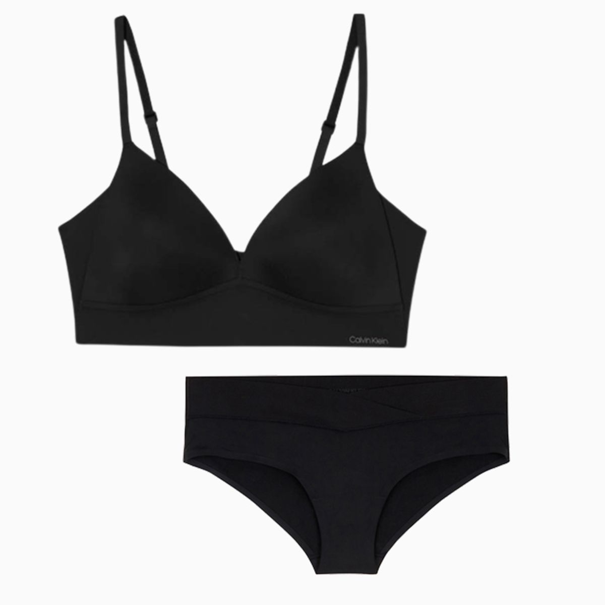 캘빈클라인 언더웨어(CALVIN KLEIN UNDERWEAR) 여성 인비져블 마이크로파이버 스트레치 AF 트라이앵글 브라렛 세트_블랙