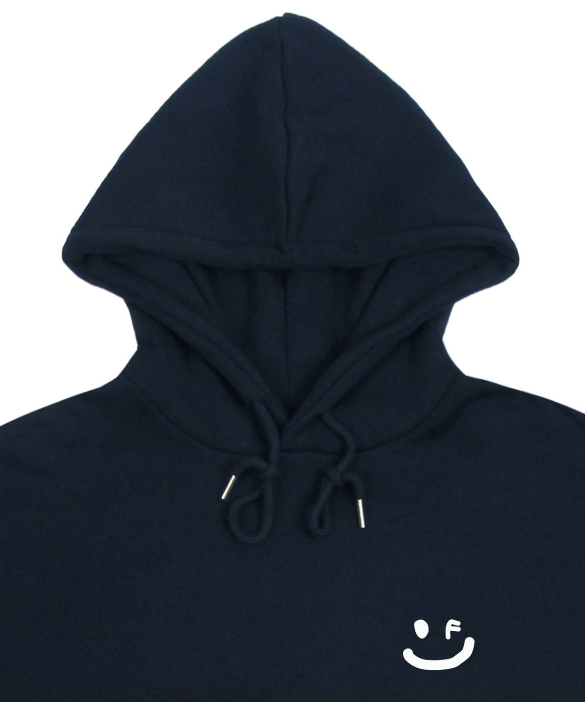그레이버(GRAVER) [UNISEX]스몰 드로잉스마일 후드티_네이비/화이트 로고