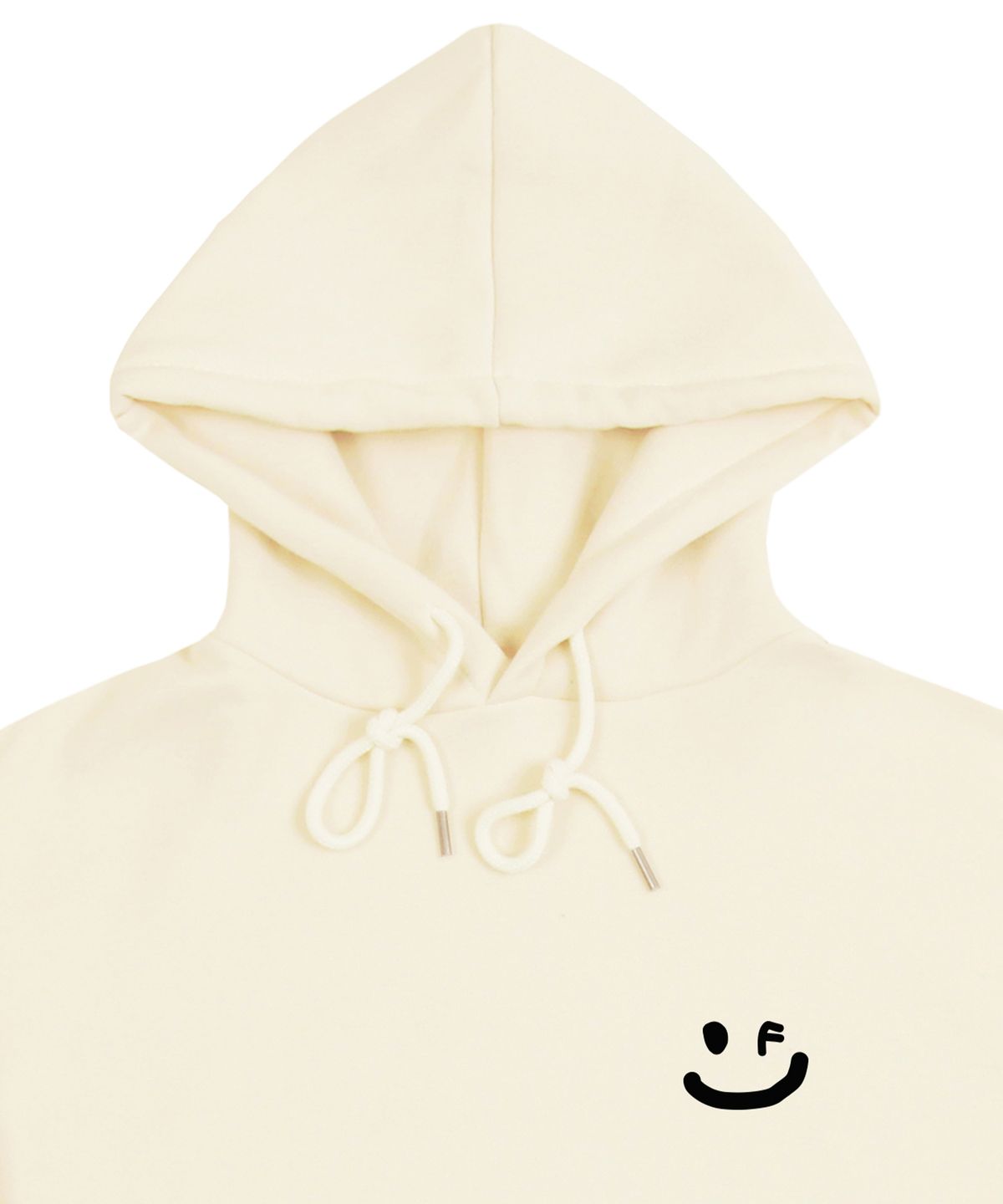 그레이버(GRAVER) [UNISEX]스몰 드로잉스마일 후드티_크림/블랙 로고