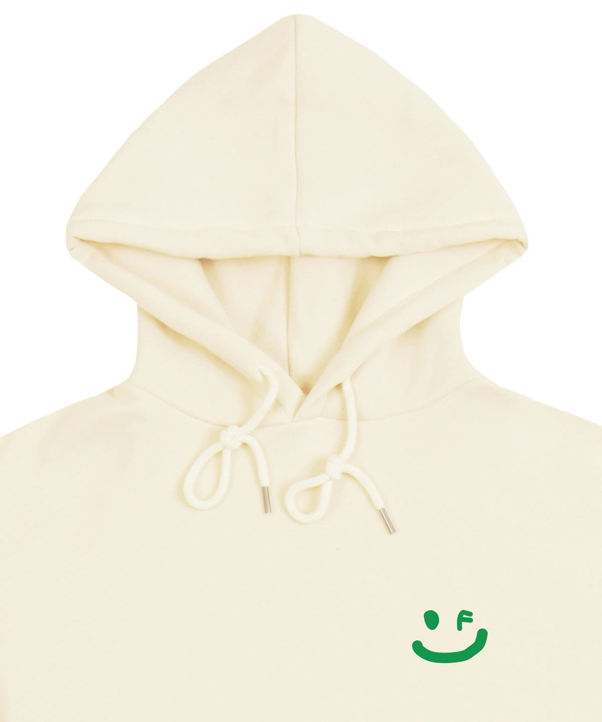 그레이버(GRAVER) [UNISEX]스몰 드로잉스마일 후드티_크림/그린 로고