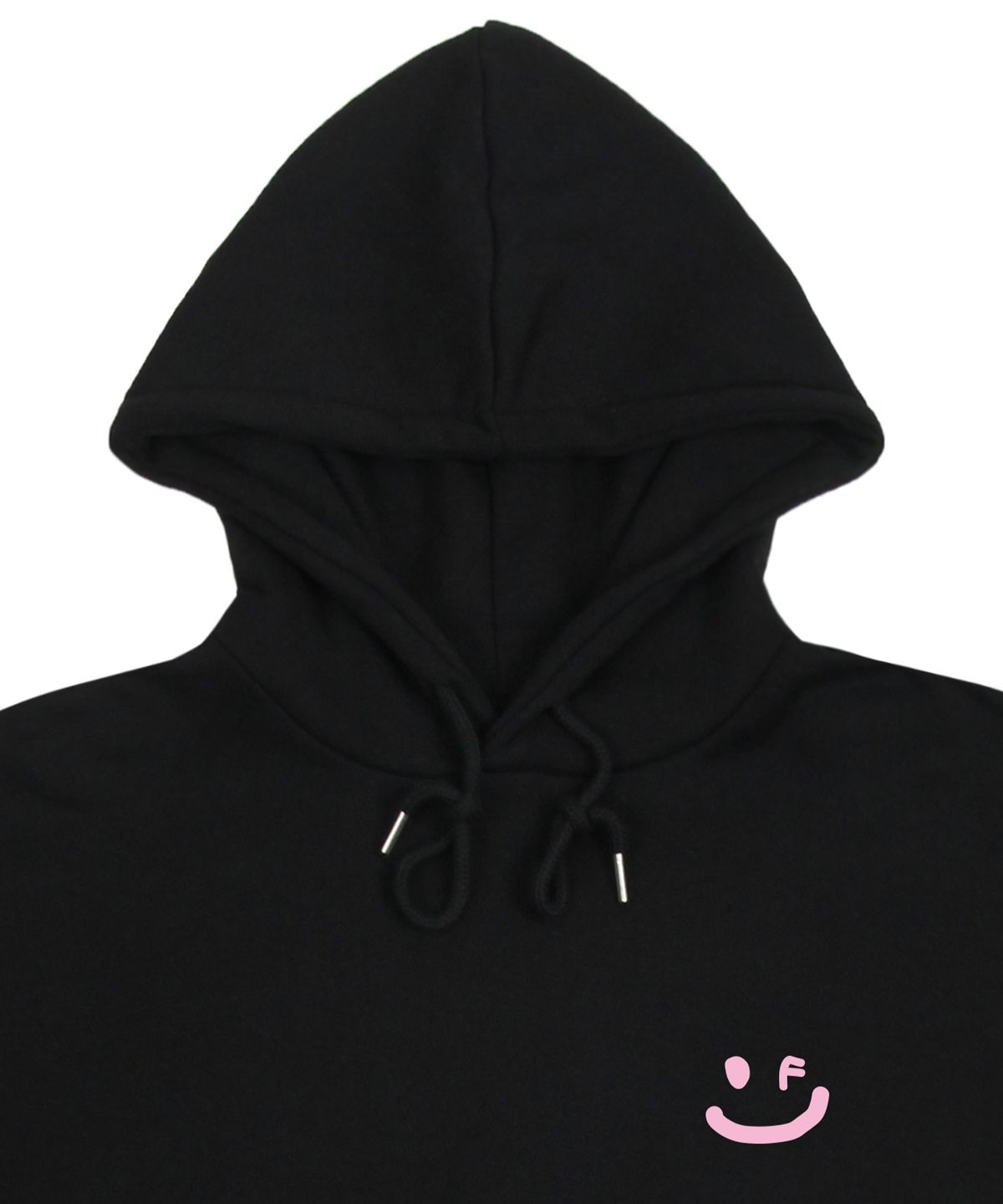 그레이버(GRAVER) [UNISEX]스몰 드로잉스마일 후드티_블랙/핑크 로고