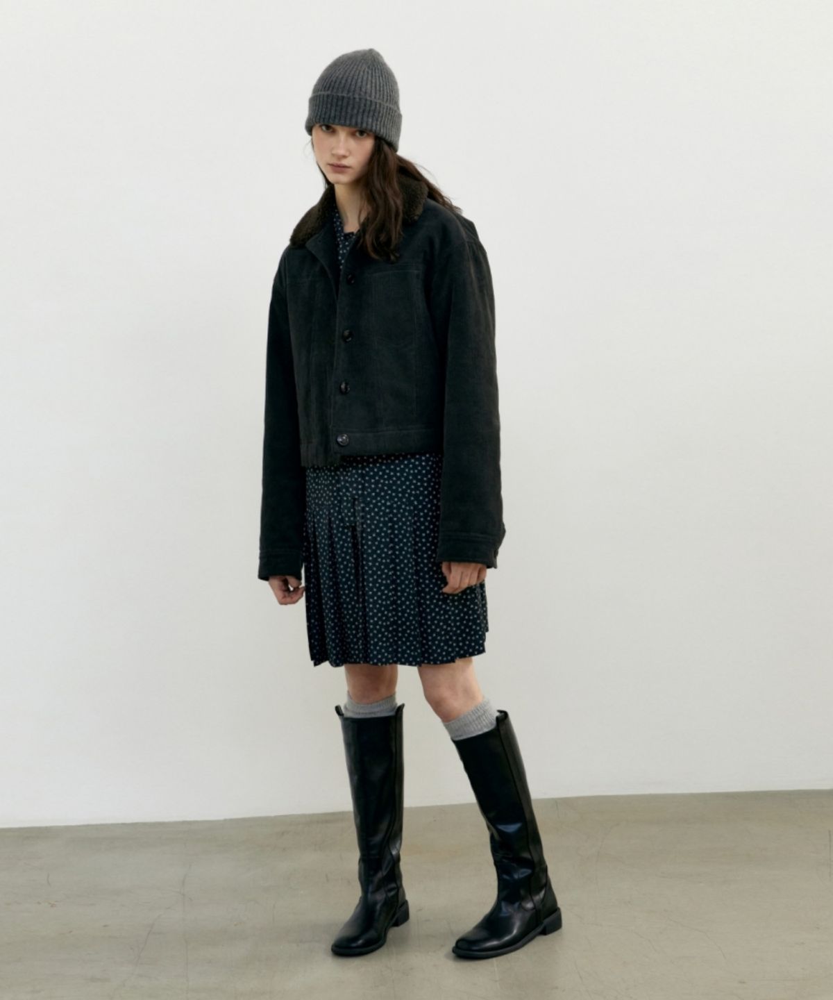 어나우트(UNNOUT) TIE SHIRT DRESS - BLACK