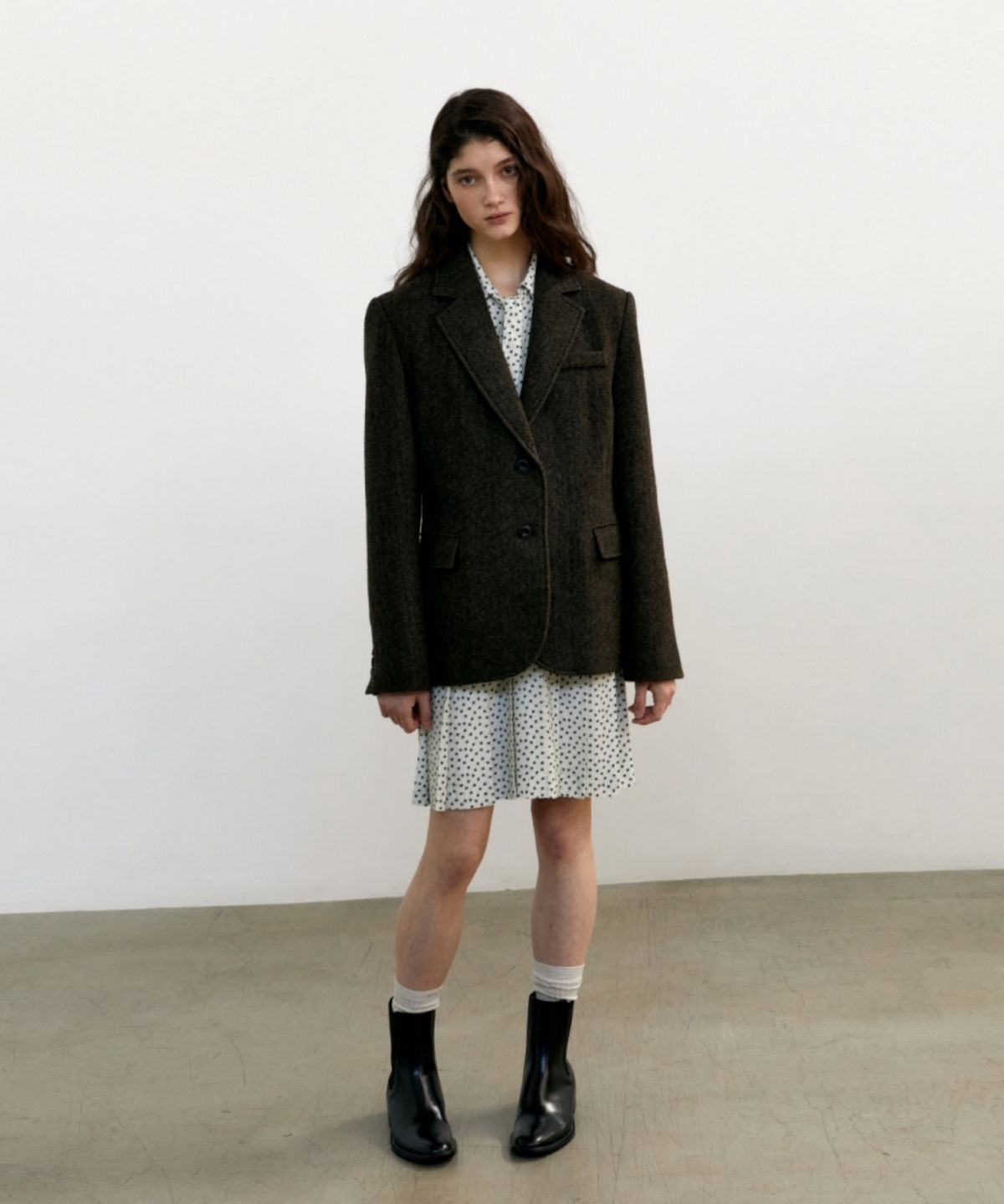 어나우트(UNNOUT) TIE SHIRT DRESS - CREAM