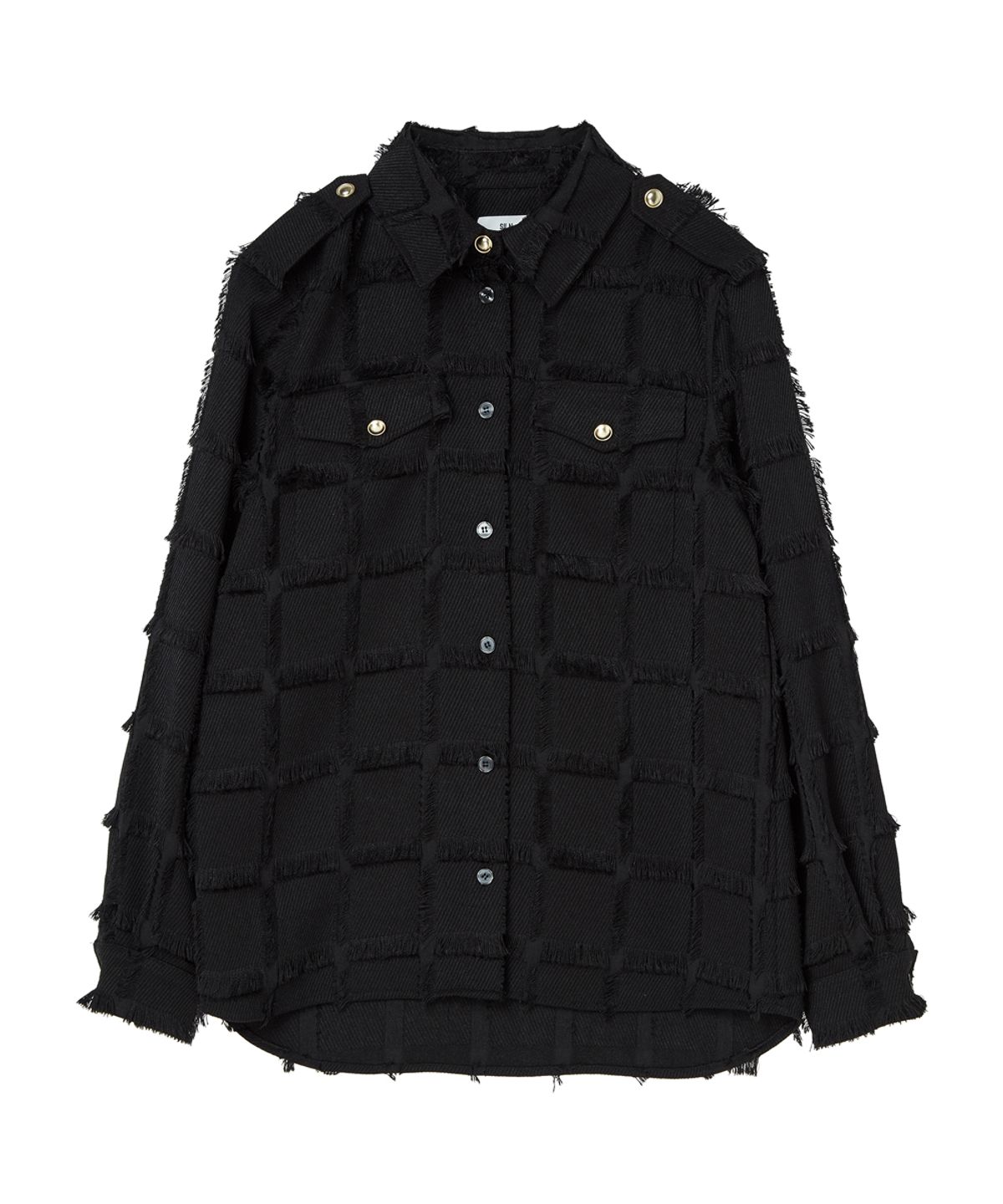 실른(SILN) Epaulet tassel check shirts (BLACK)