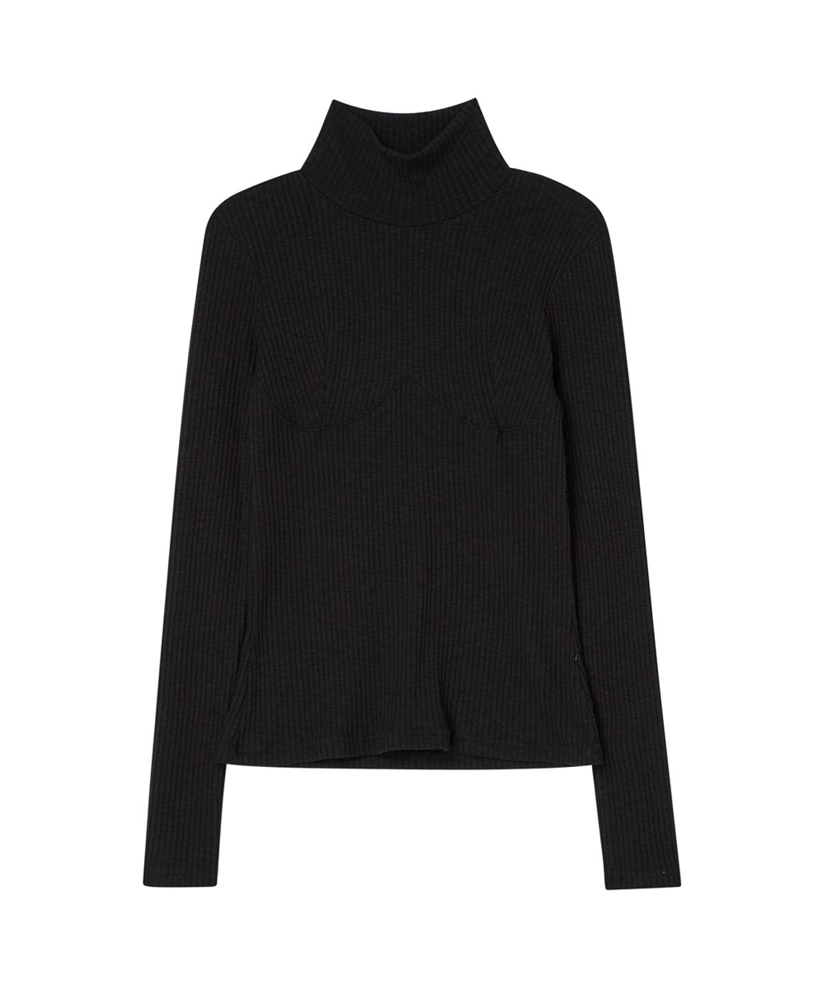 실른(SILN) Ribbed half turtle neck (BLACK)
