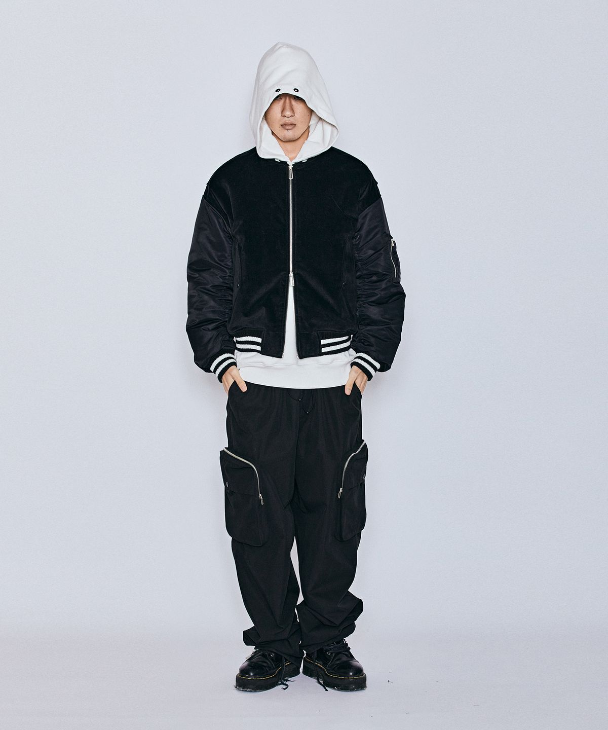 밀리밀리언(MILLIMILLION) MUDSTONE VELVET MA-1 JACKET J08- BLACK
