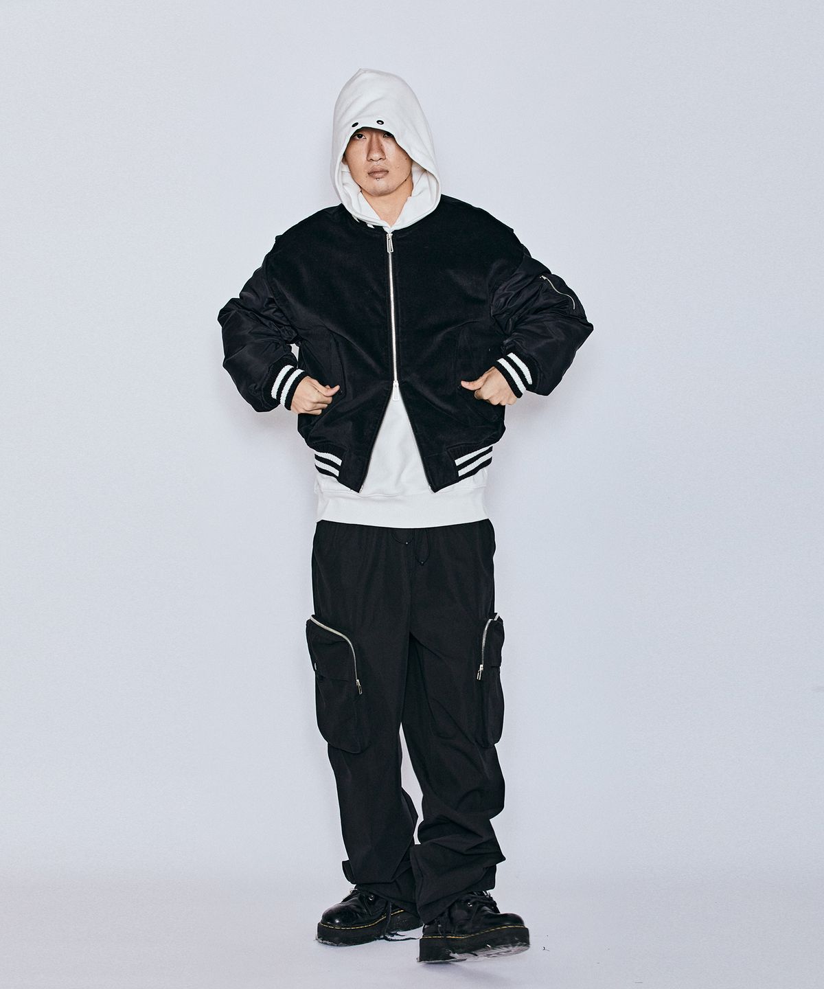 밀리밀리언(MILLIMILLION) MUDSTONE VELVET MA-1 JACKET J08- BLACK