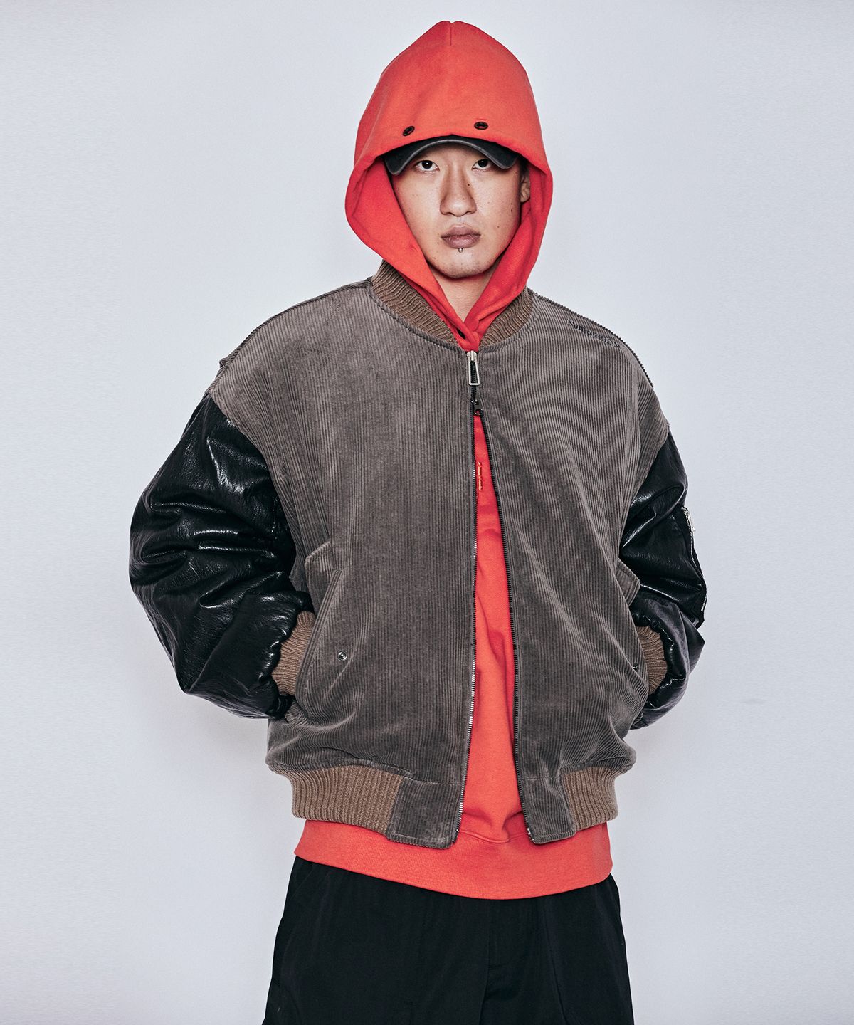 밀리밀리언(MILLIMILLION) MUDSTONE CORDUROY MA-1 JACKET J07- GREY