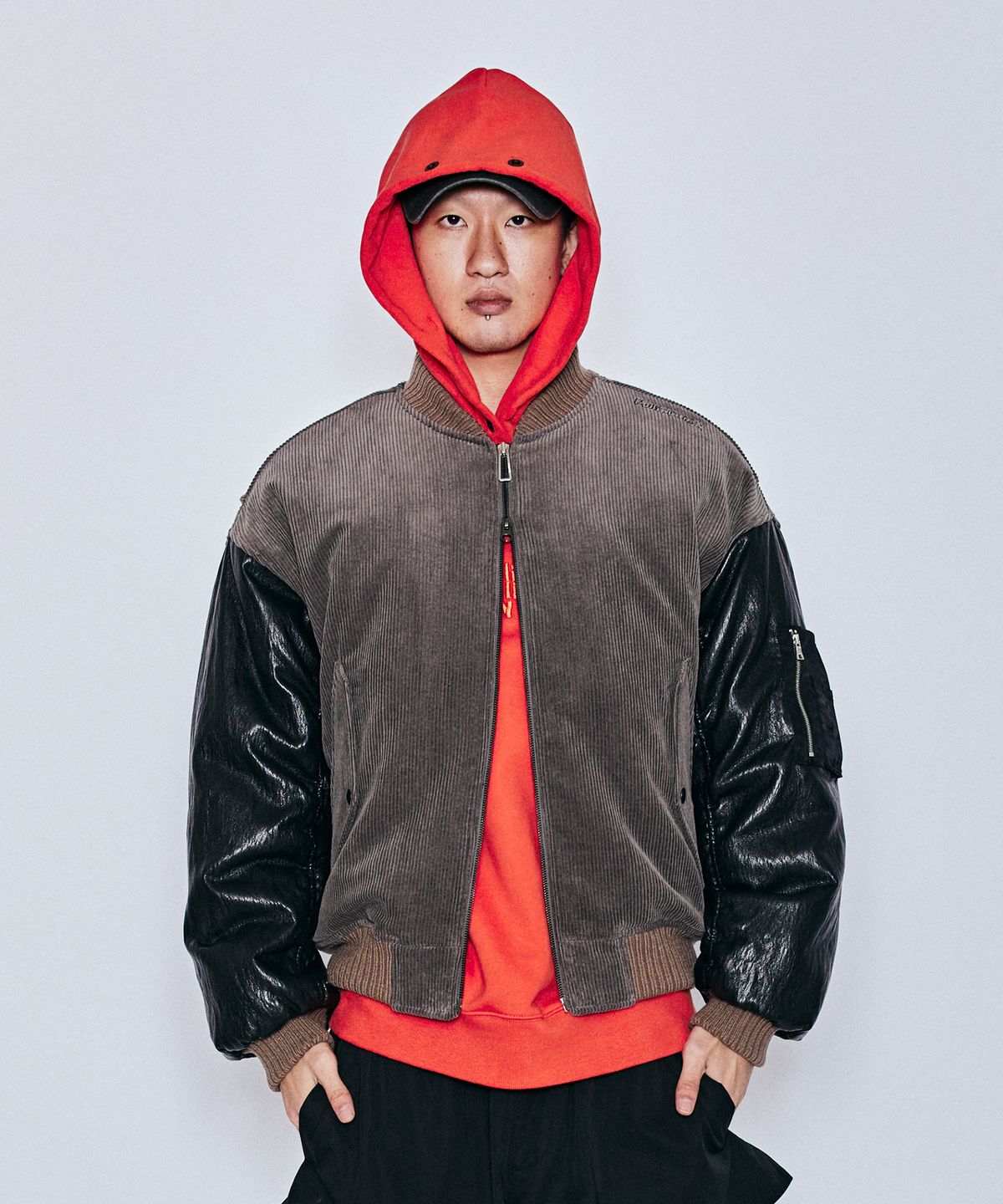 밀리밀리언(MILLIMILLION) MUDSTONE CORDUROY MA-1 JACKET J07- GREY