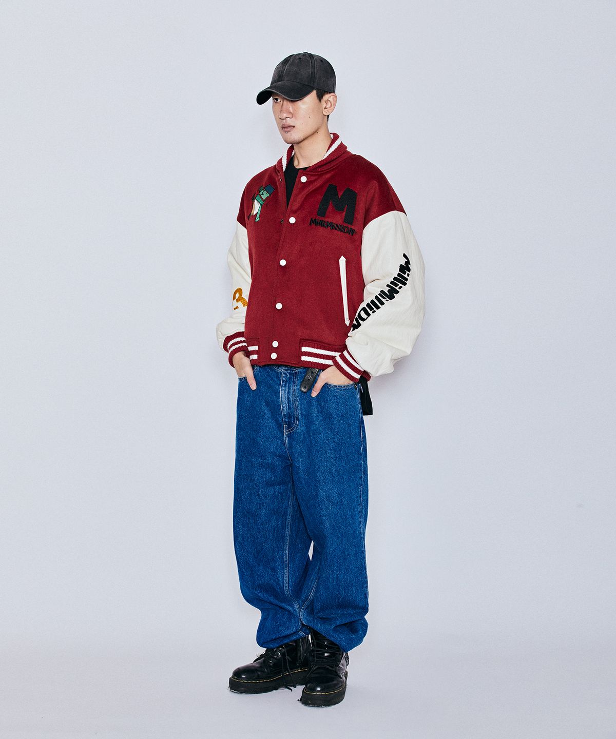 밀리밀리언(MILLIMILLION) MUDSTONE WOOL VIRSITY JACKET J06-RED