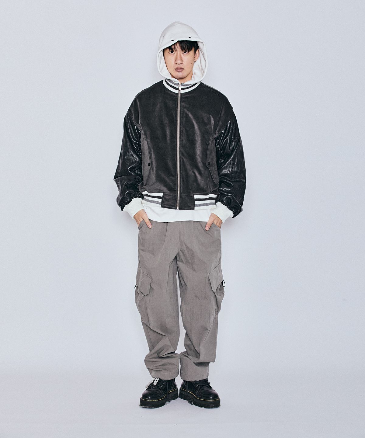 밀리밀리언(MILLIMILLION) MUDSTONE VELVET BLOUSON J13- DARK GREY