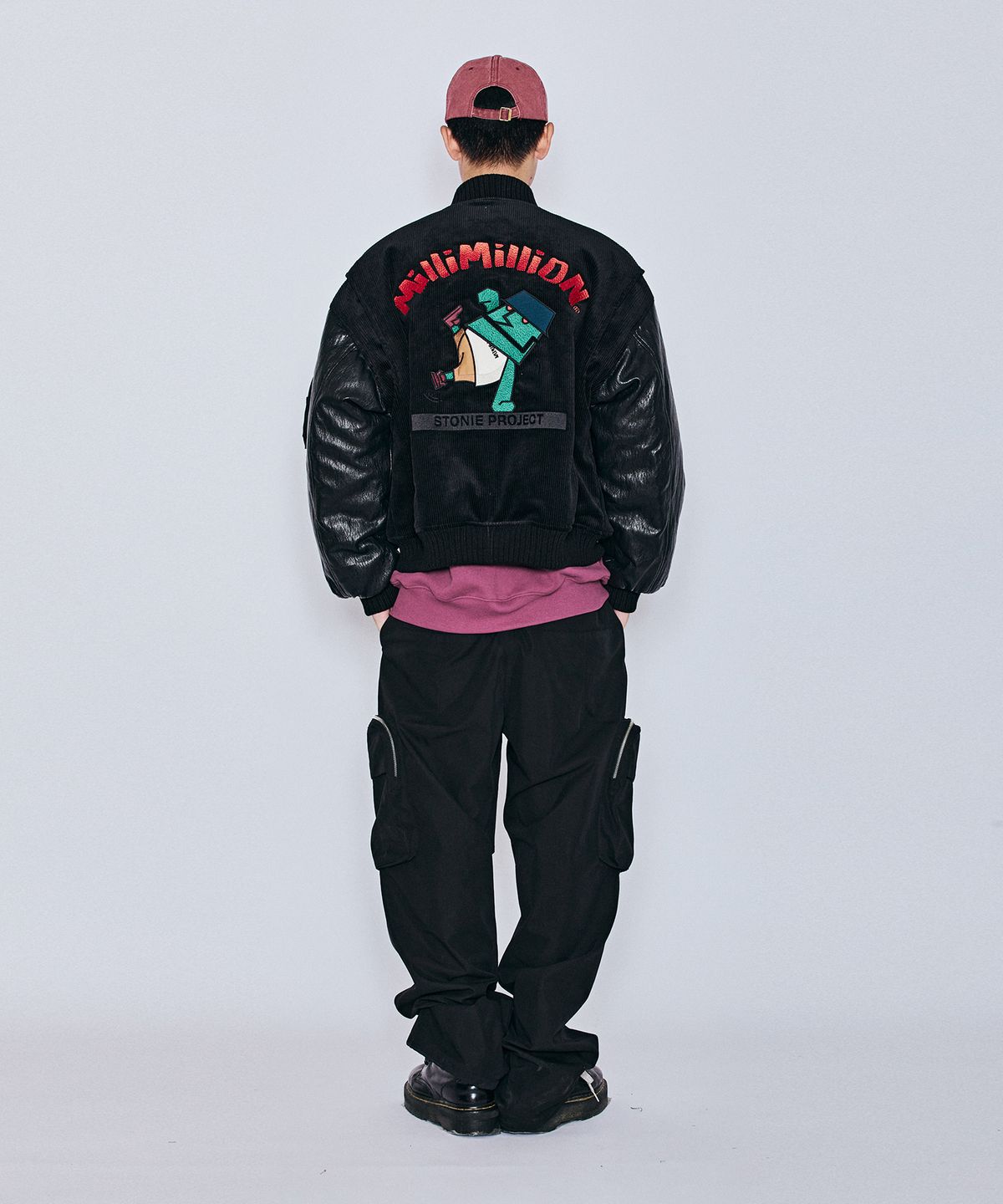 밀리밀리언(MILLIMILLION) MUDSTONE CORDUROY MA-1 JACKET J07- BLACK