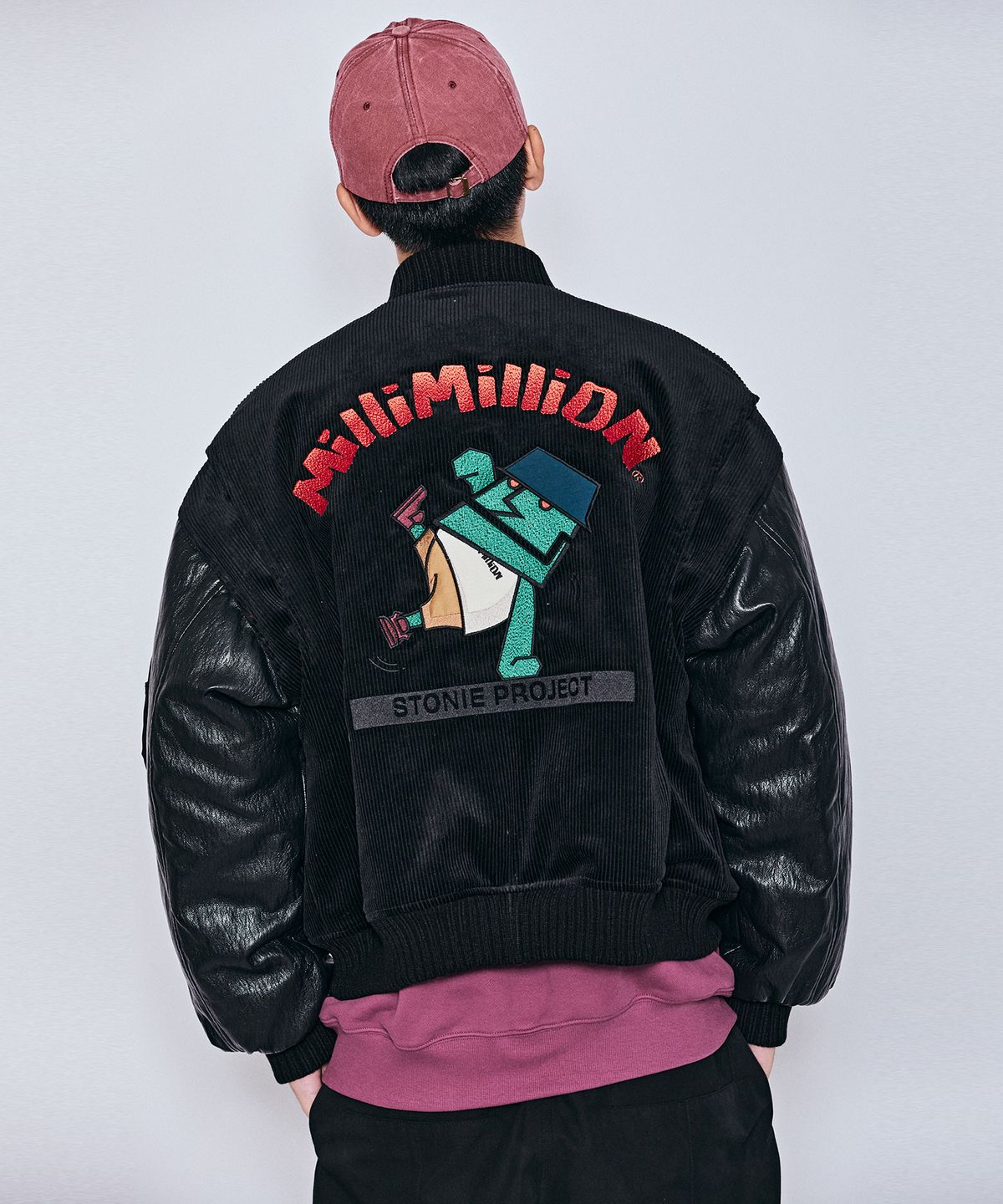 밀리밀리언(MILLIMILLION) MUDSTONE CORDUROY MA-1 JACKET J07- BLACK
