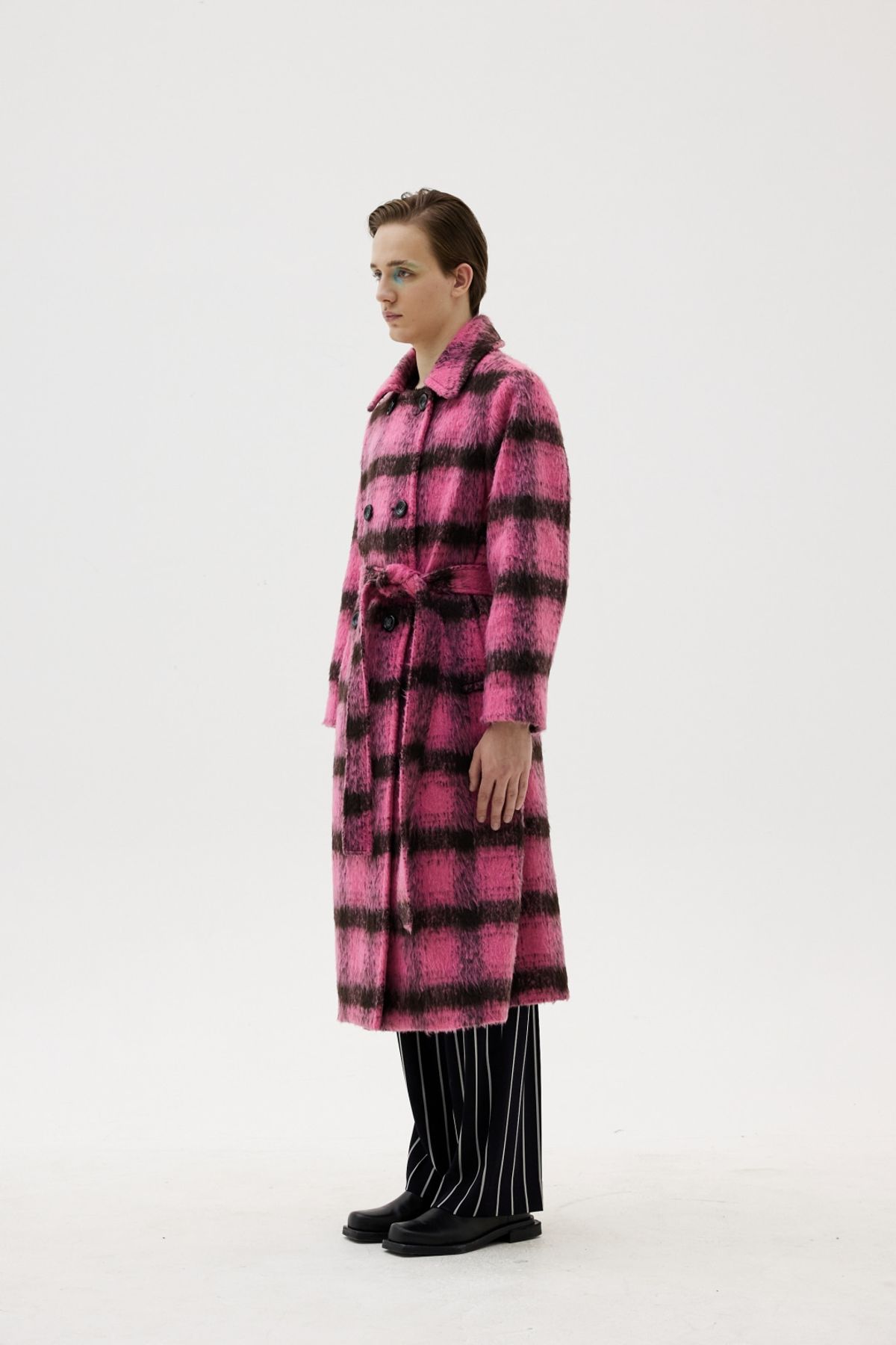 그리디어스(GREEDILOUS) Tied Waist Checked Wool Trench