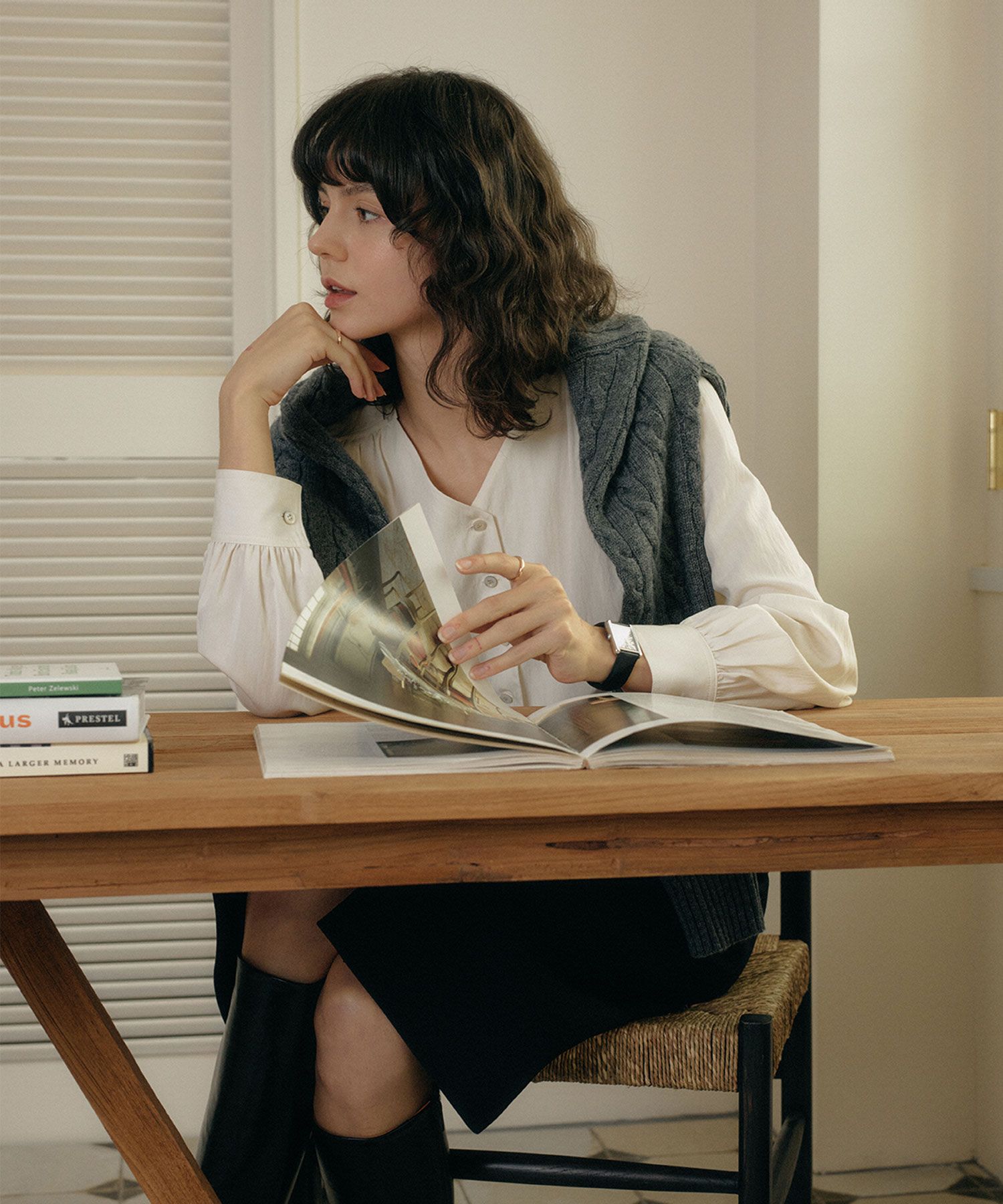 トップス LOOKAST CELI CABLE KNIT CARDIGAN triomphe cardigan in cable-knit cashmere - LIGHT GREY | CELINE