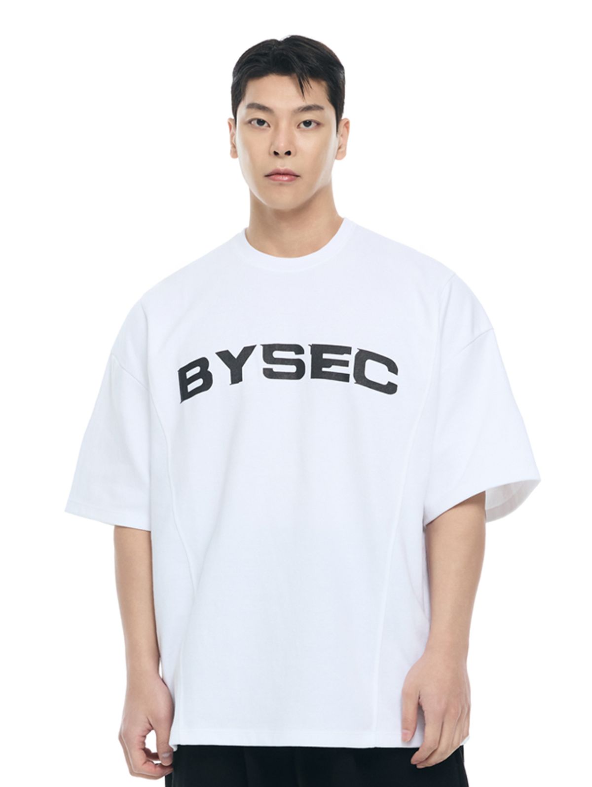 바이젝(BYSEC) 퍼펙트 특양면 빅로고 오버핏 반팔 티셔츠_2Color
