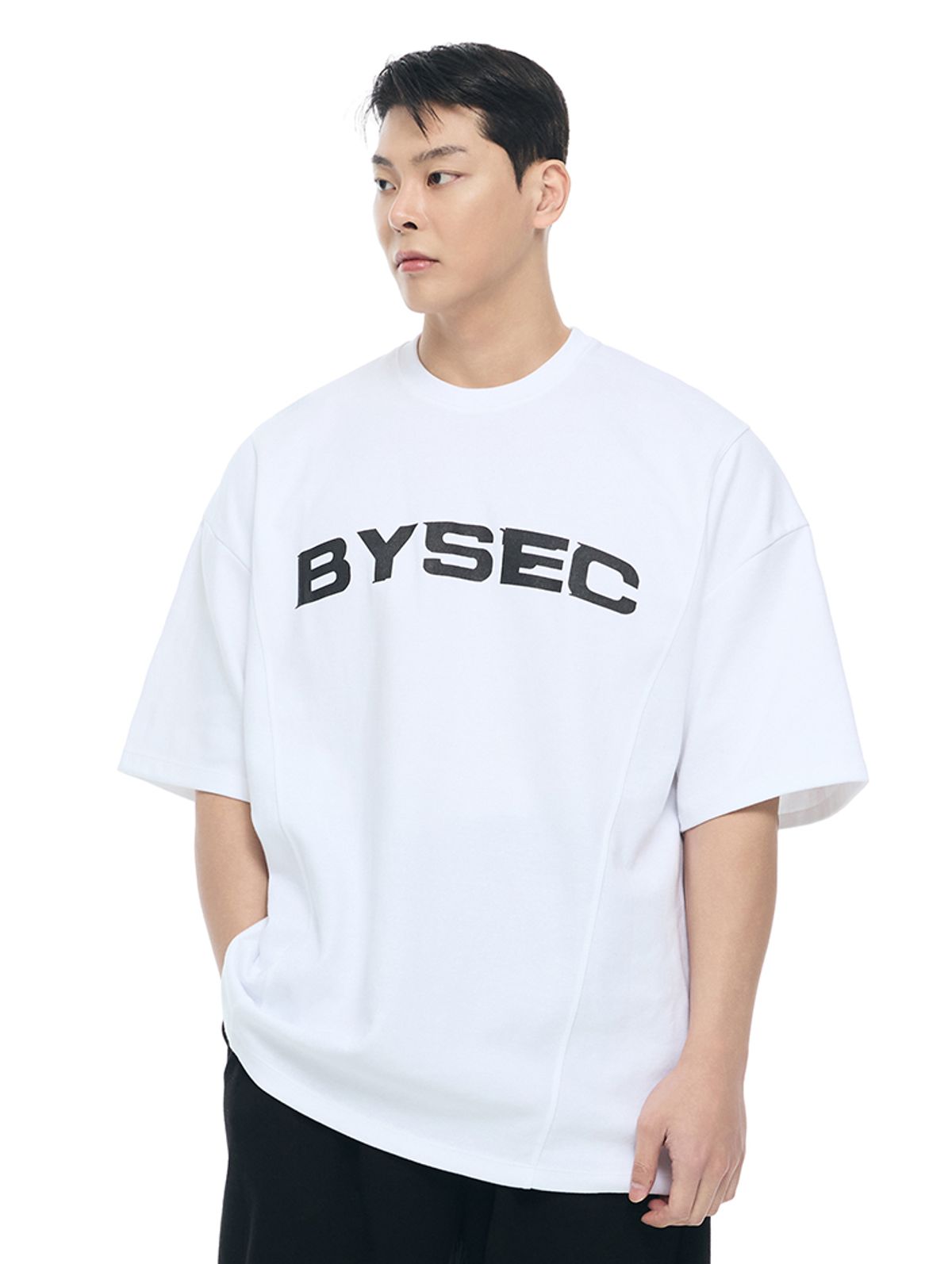 바이젝(BYSEC) 퍼펙트 특양면 빅로고 오버핏 반팔 티셔츠_2Color
