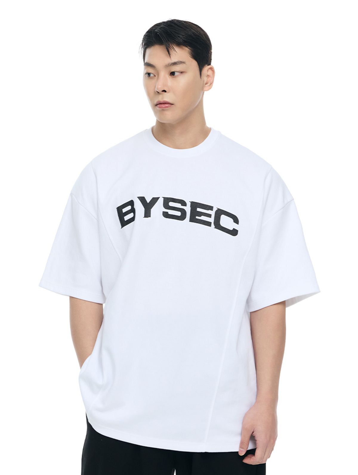 바이젝(BYSEC) 퍼펙트 특양면 빅로고 오버핏 반팔 티셔츠_2Color
