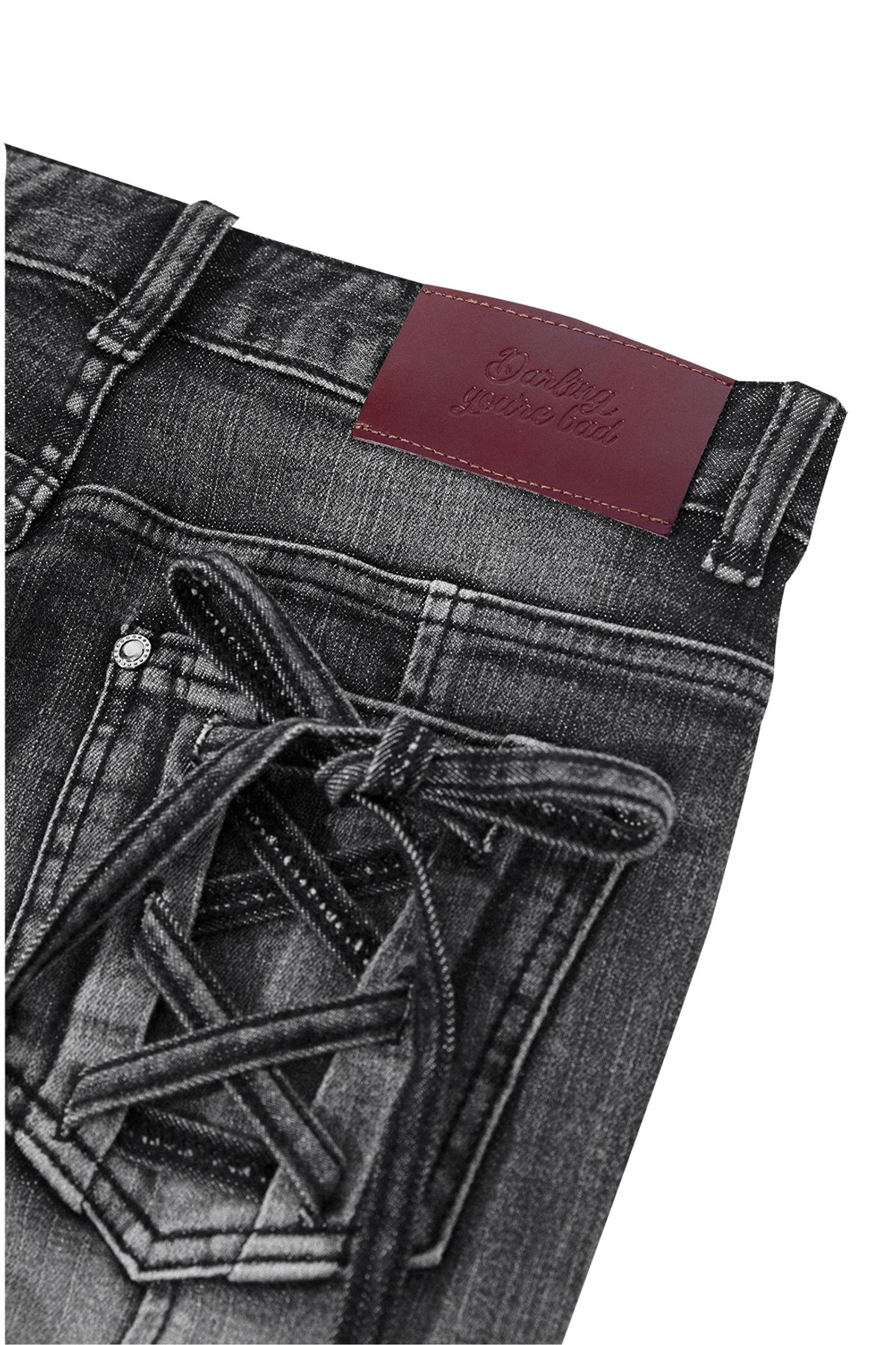 달링유어배드(DARLING, YOU'RE BAD) ROSE BOOTS CUT DENIM # BLACK