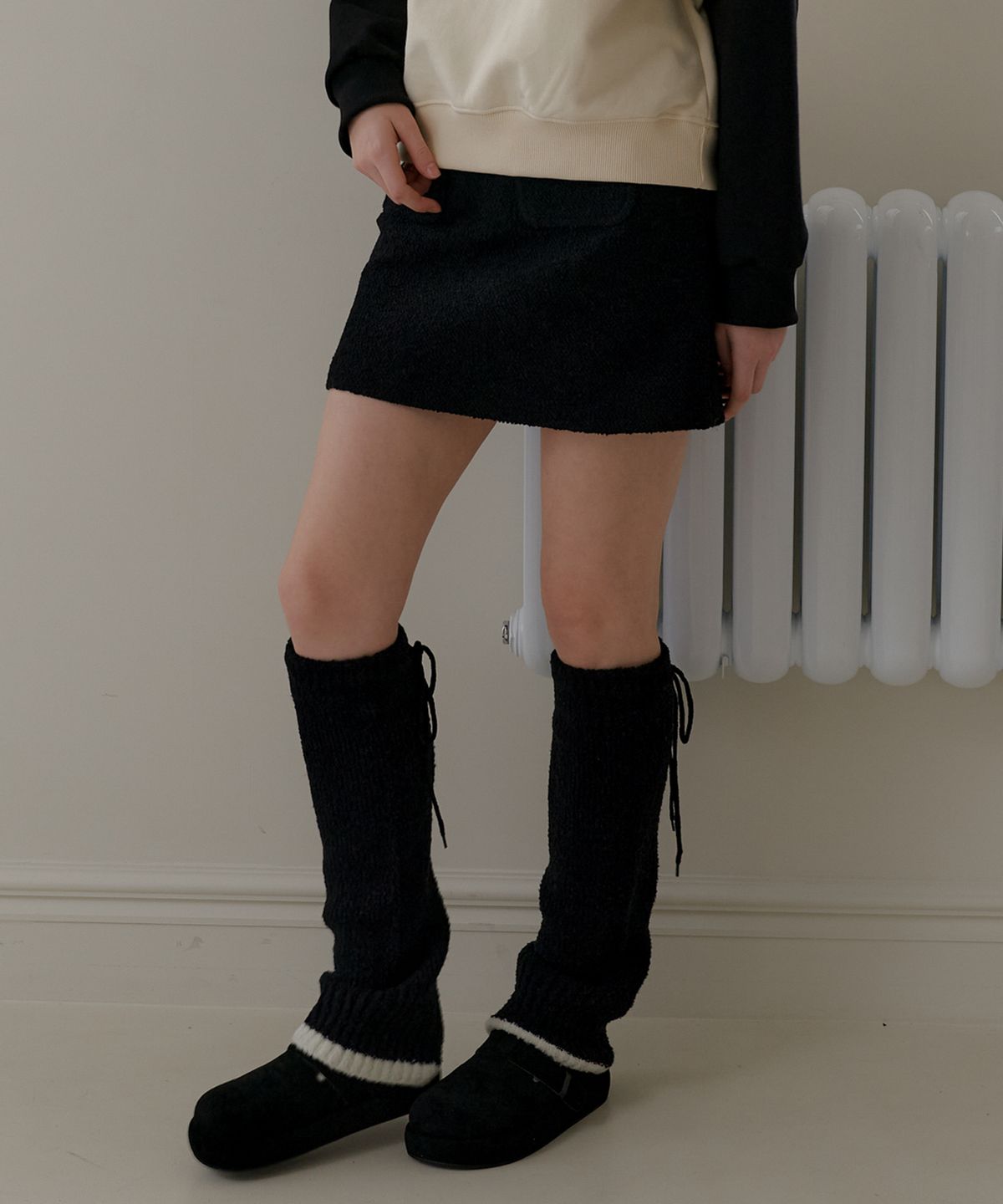엽페(YUPPE) COLOR KNIT LEG WARMER_BLACK