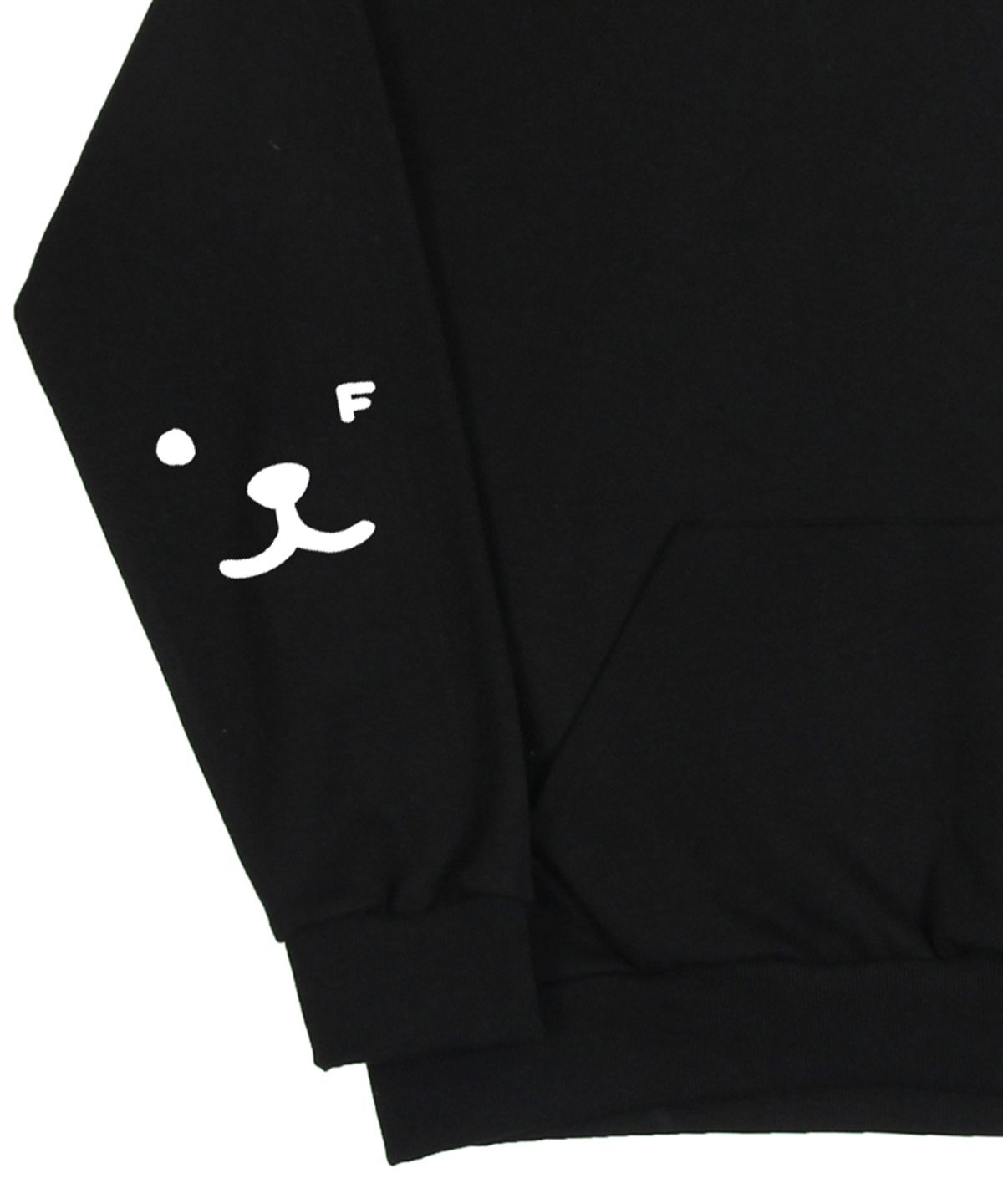 그레이버(GRAVER) [UNISEX]엘보우 퍼피 페이스 스마일 후드티_블랙/화이트 로고