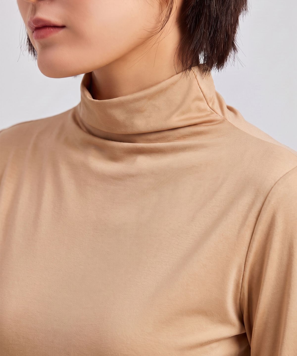 와이잭(YJACK) W_모어텐션 드레이프 모크넥 긴소매 티셔츠 (120gsm) LJT1731L