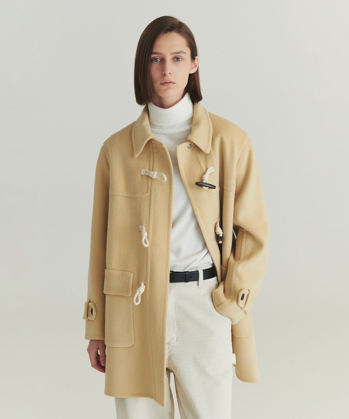 르바(LEVAR) Handmade Wool Duffle Coat - Butter