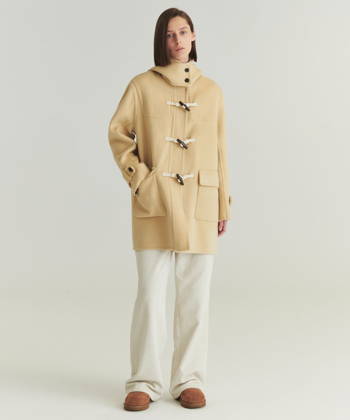 르바(LEVAR) Handmade Wool Duffle Coat - Butter
