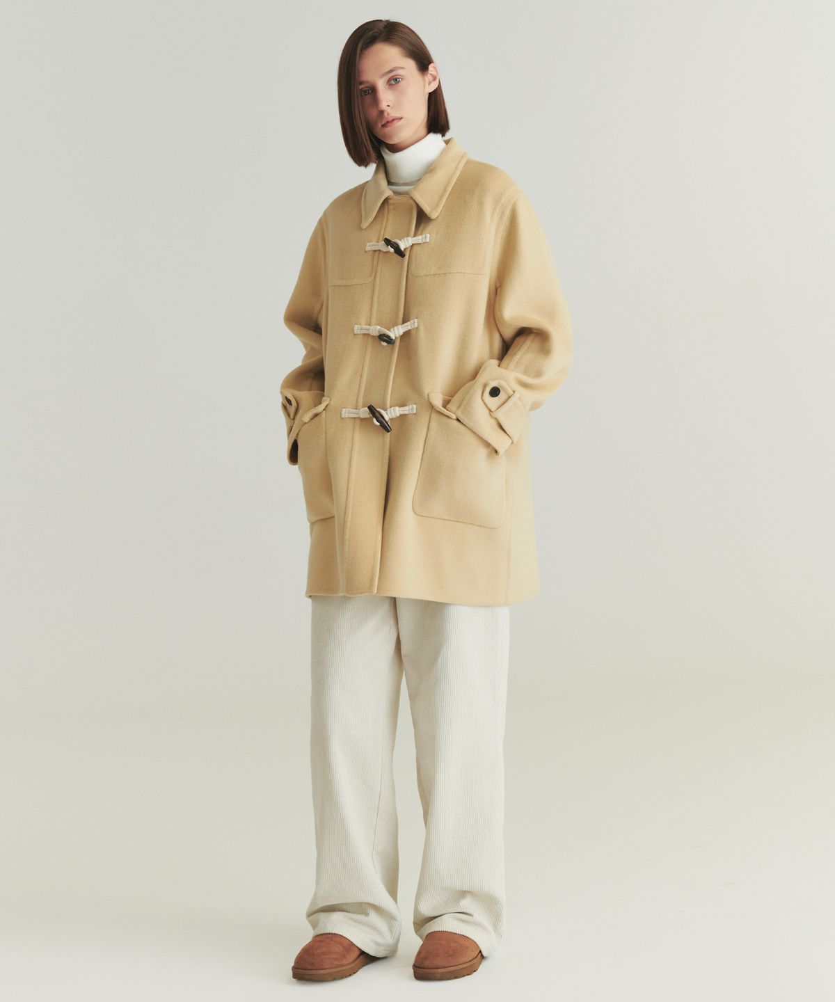 르바(LEVAR) Handmade Wool Duffle Coat - Butter