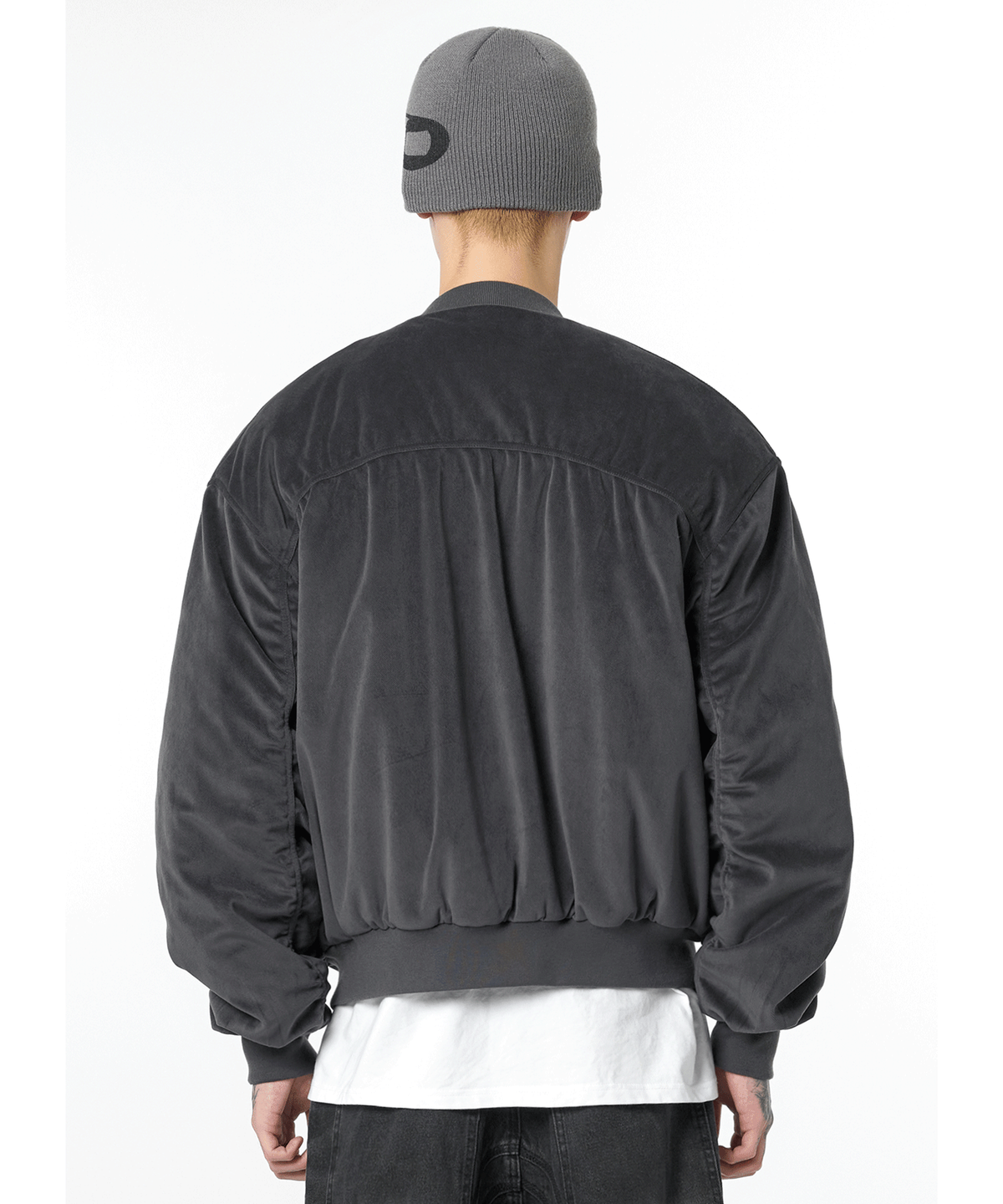 오픈야드(오와이)(OPENYARD(OY)) VELOUR S.L BOMBER JACKET-CHACOAL GREY