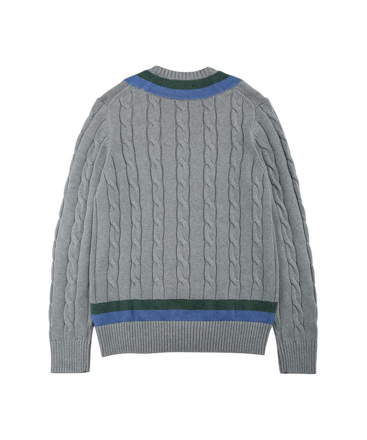 브룩스 브라더스(BROOKS BROTHERS) 코튼 케이블 테니스 V넥 스웨터 (그레이) (BBWNMM1813WDF)