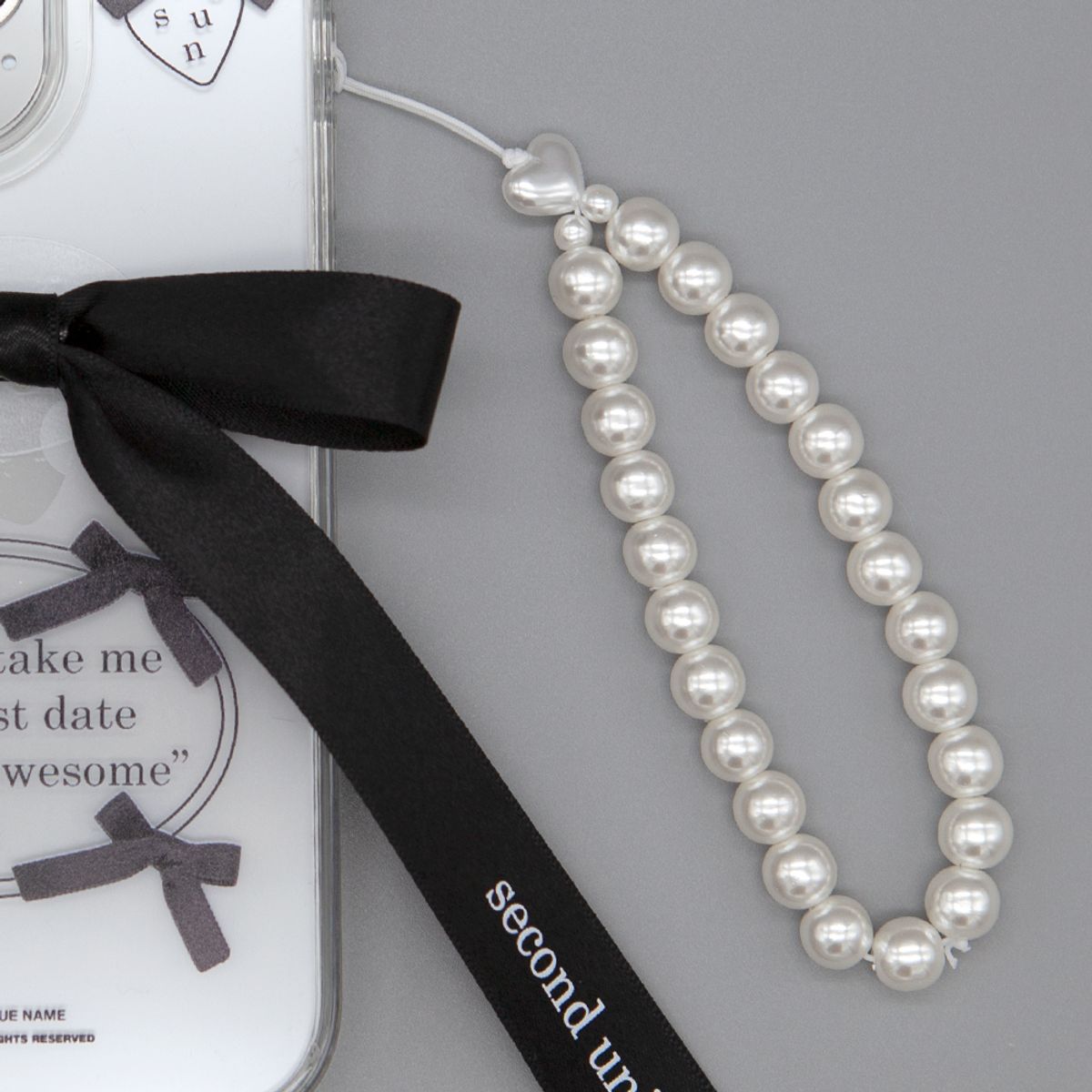 세컨드유니크네임(SECOND UNIQUE NAME) SUN CASE CLEAR BALLET RIBBON BLACK