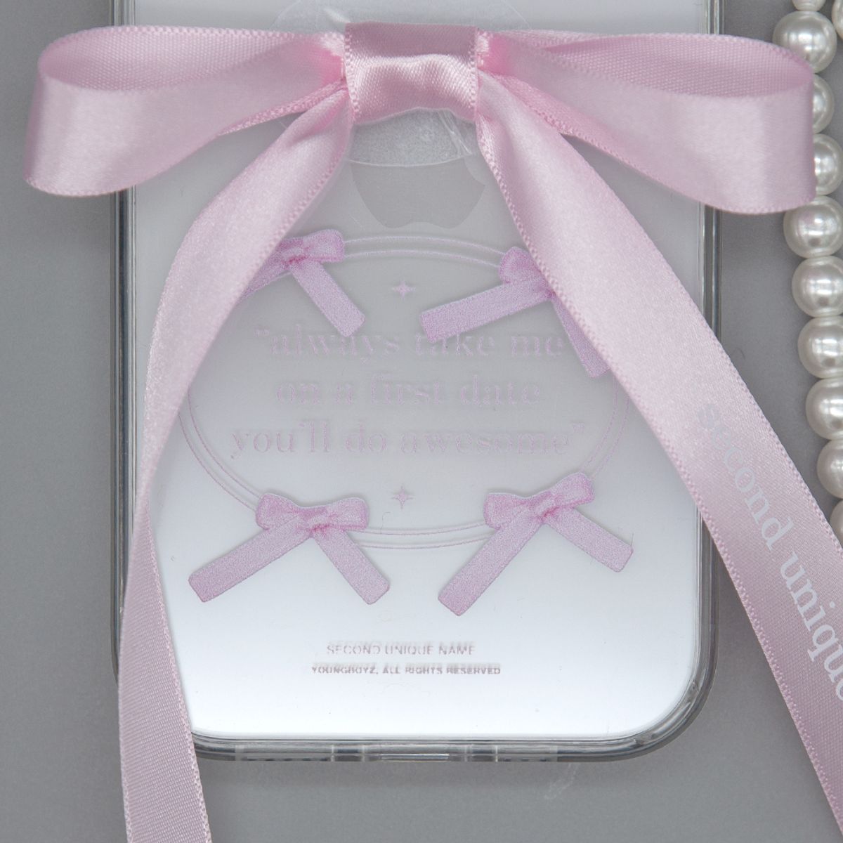 세컨드유니크네임(SECOND UNIQUE NAME) SUN CASE CLEAR BALLET RIBBON PINK