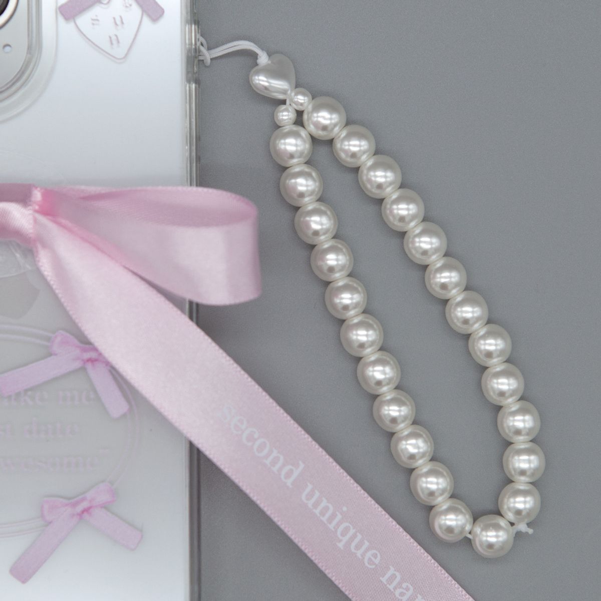 세컨드유니크네임(SECOND UNIQUE NAME) SUN CASE CLEAR BALLET RIBBON PINK