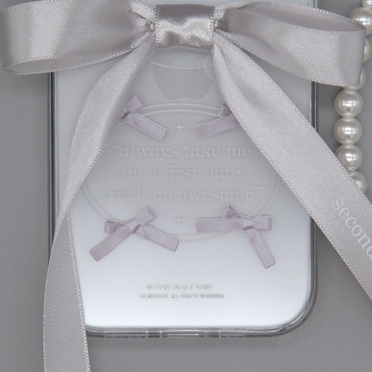 세컨드유니크네임(SECOND UNIQUE NAME) SUN CASE CLEAR BALLET RIBBON SILVER