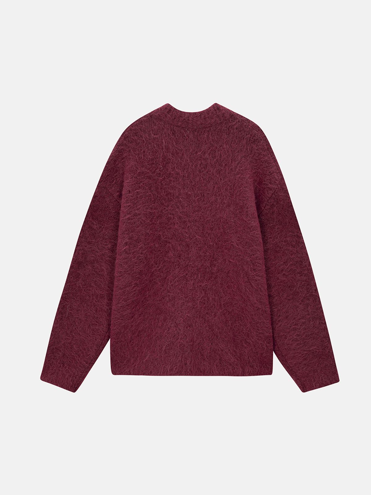 민더리(MEENDERI) SOFT HAIRY KNIT CARDIGAN - BURGUNDY