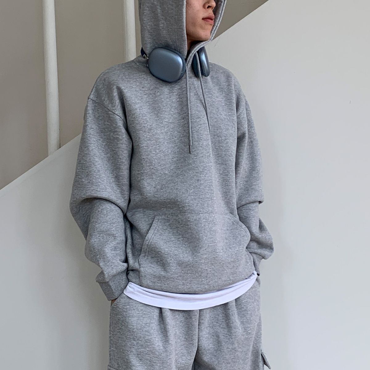 락트개러지(ROCKED GARAGE) [UNISEX] 오리지널 무지 루즈핏 후드티 (기모)