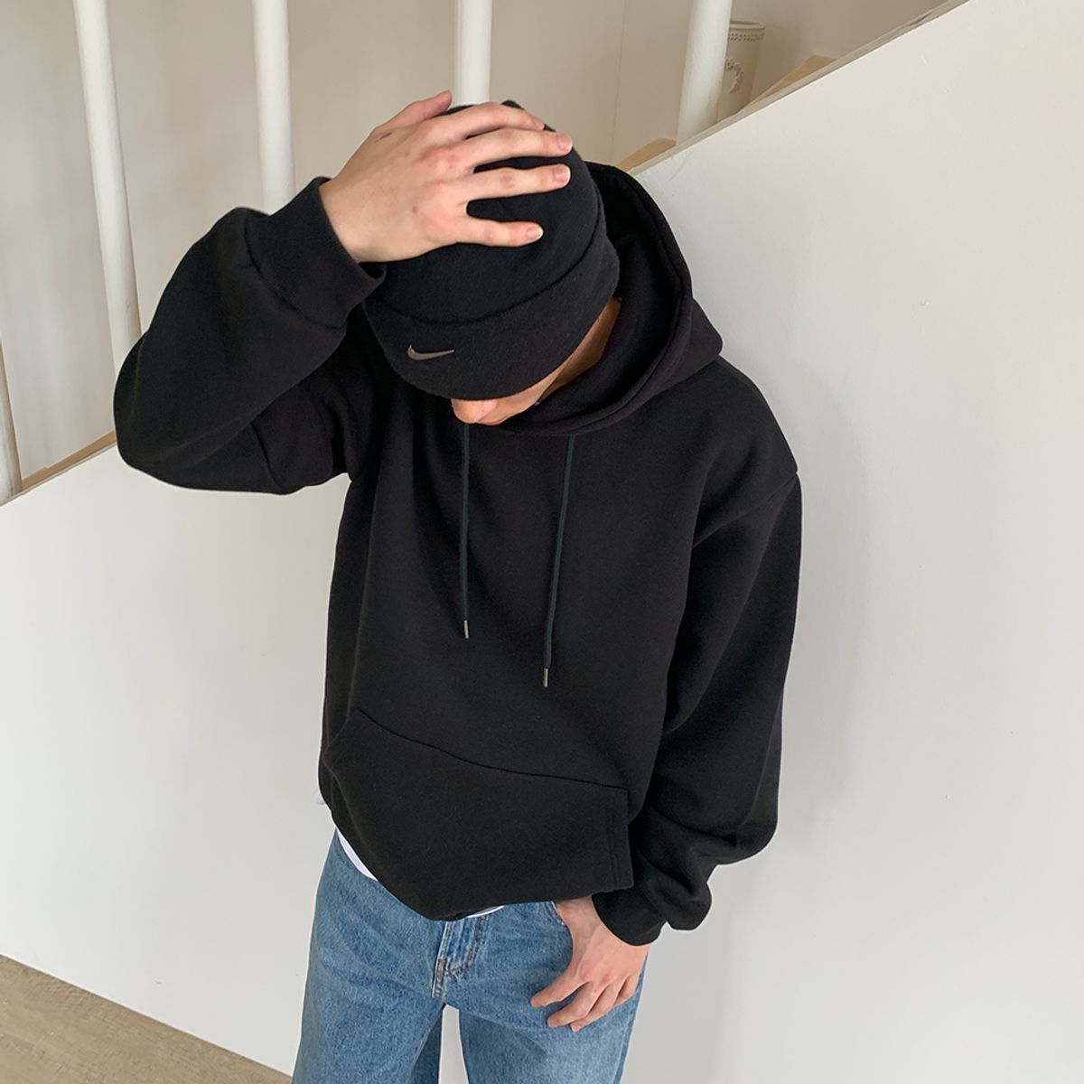 락트개러지(ROCKED GARAGE) [UNISEX] 오리지널 무지 루즈핏 후드티 (기모)