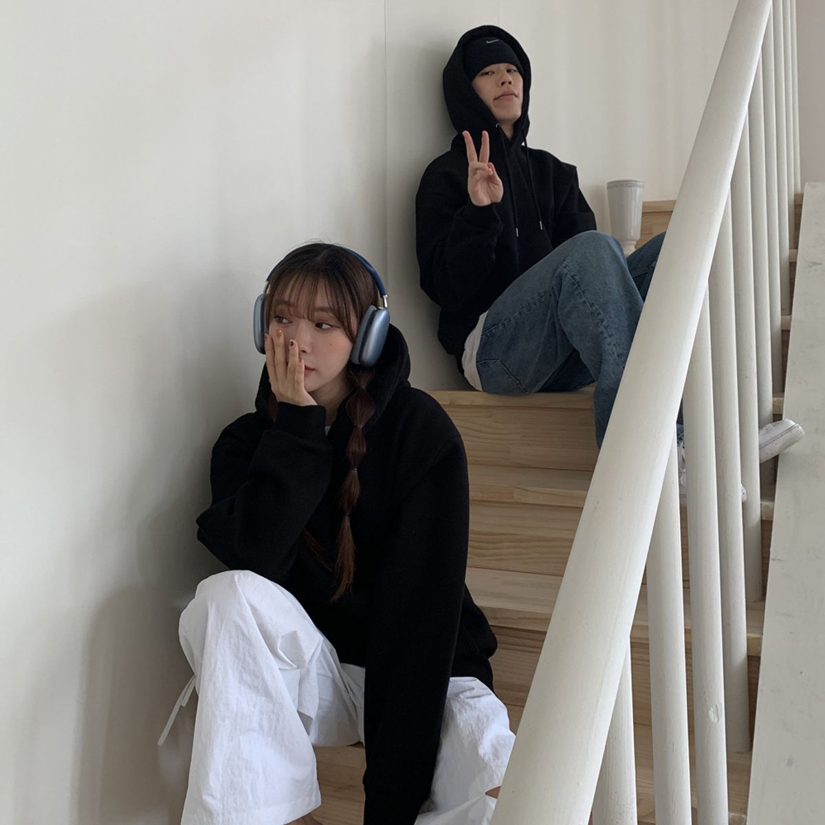 락트개러지(ROCKED GARAGE) [UNISEX] 오리지널 무지 루즈핏 후드티 (기모)