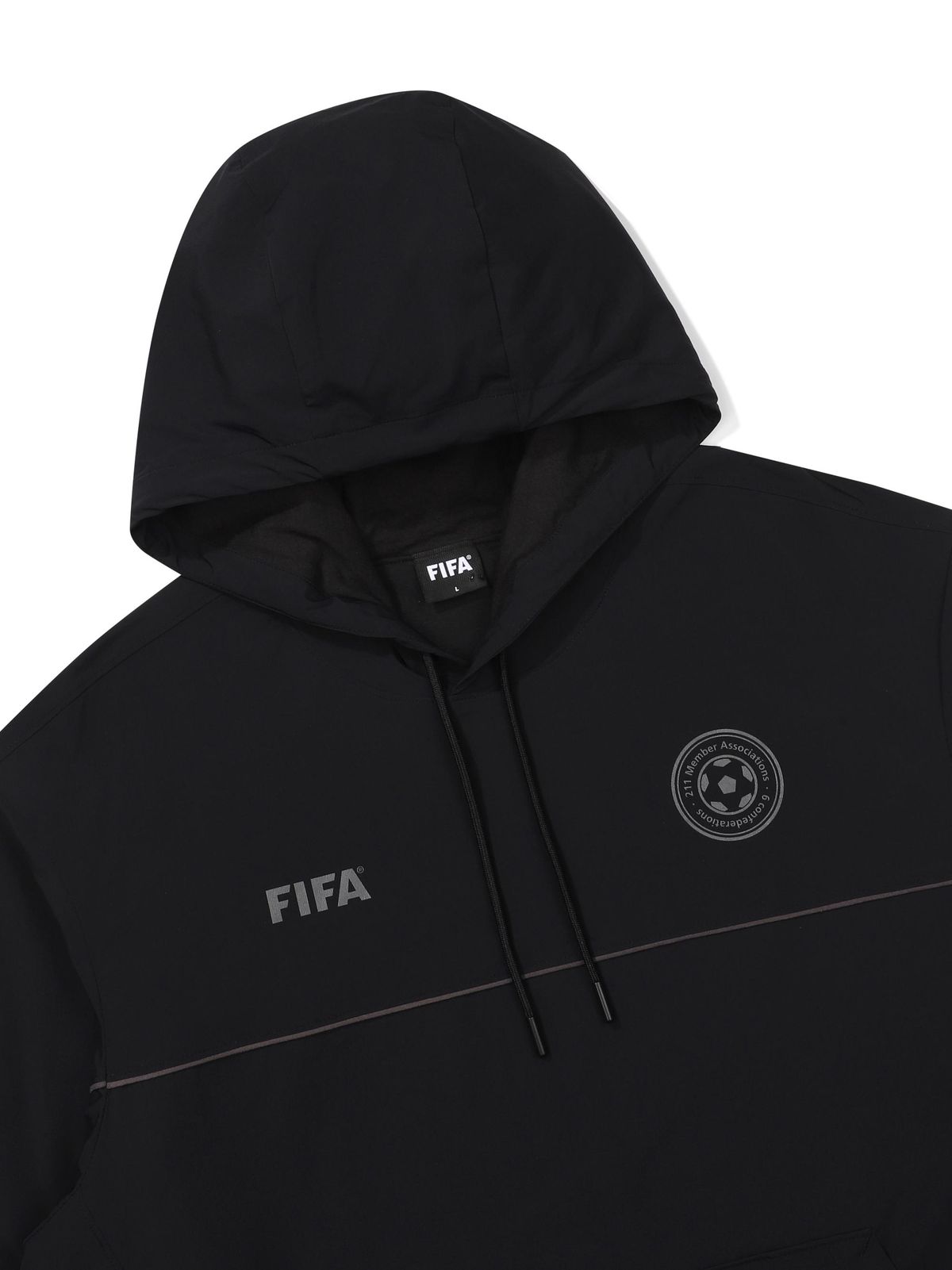 피파 1904(FIFA 1904) 세미오버핏 우븐믹스 후드티 블랙