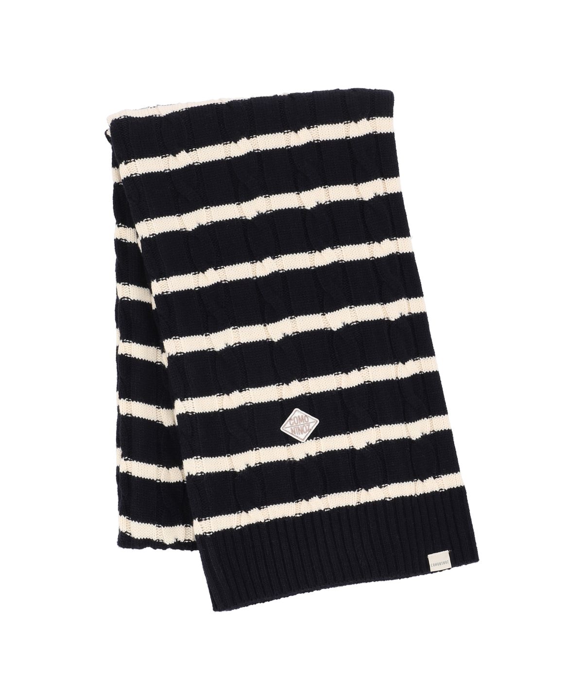 꼬모니노즈(COMONINOZ) [CN]STRIPE CABLE KNIT MUFFLER [4 COLOR]