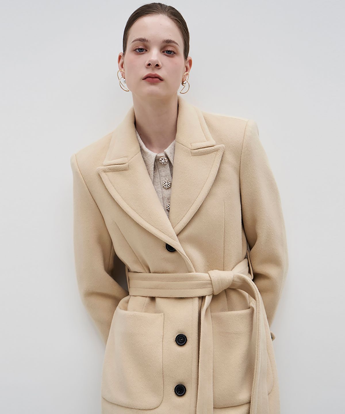 쥴리앤칼라(JULIY&CALLA) 23FW 칼라1 컬렉터 프리미엄 미들턴   메리노울코트  버터