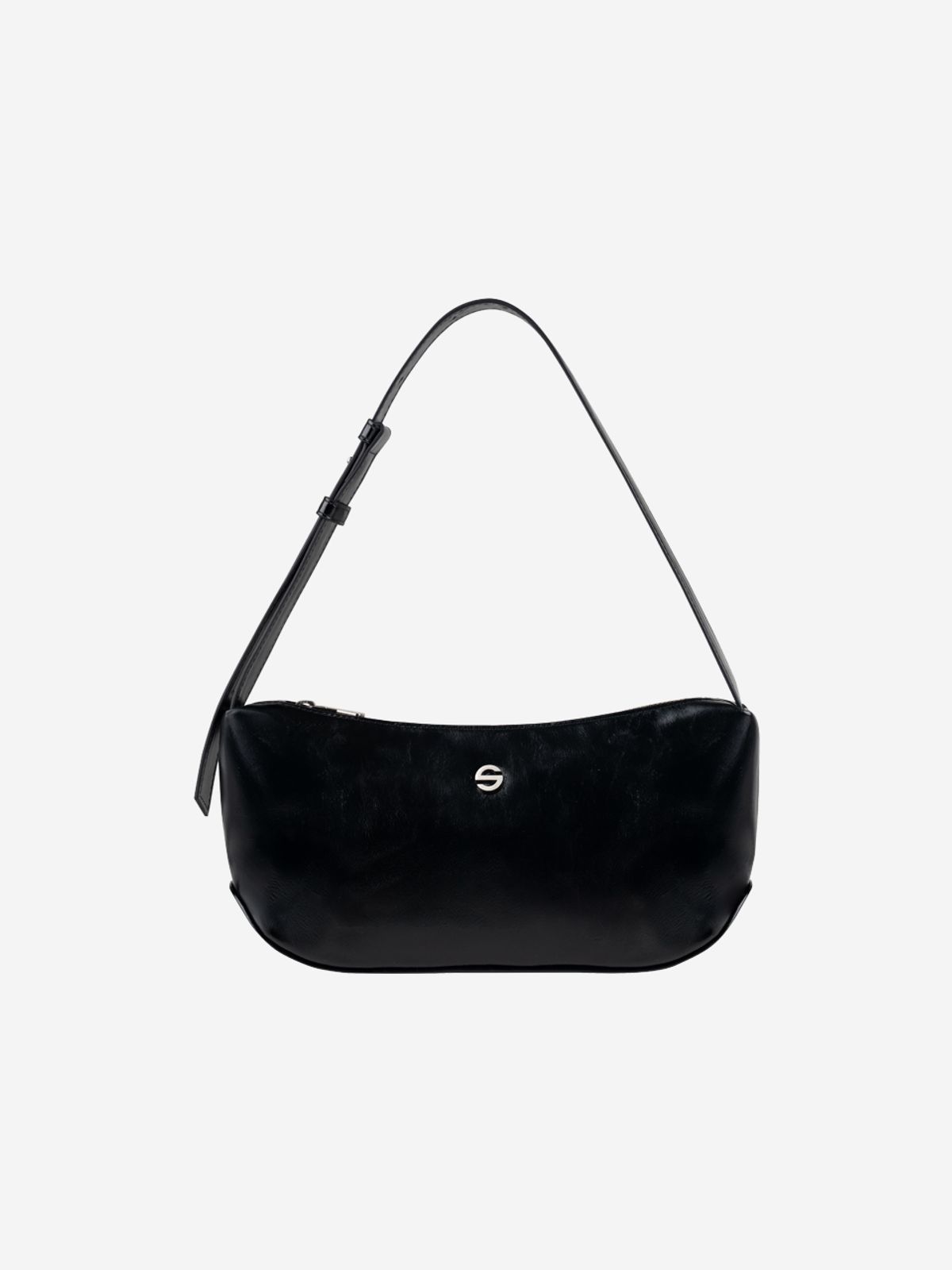 세미코드(SEMICODE) groove middle bag - glossy black