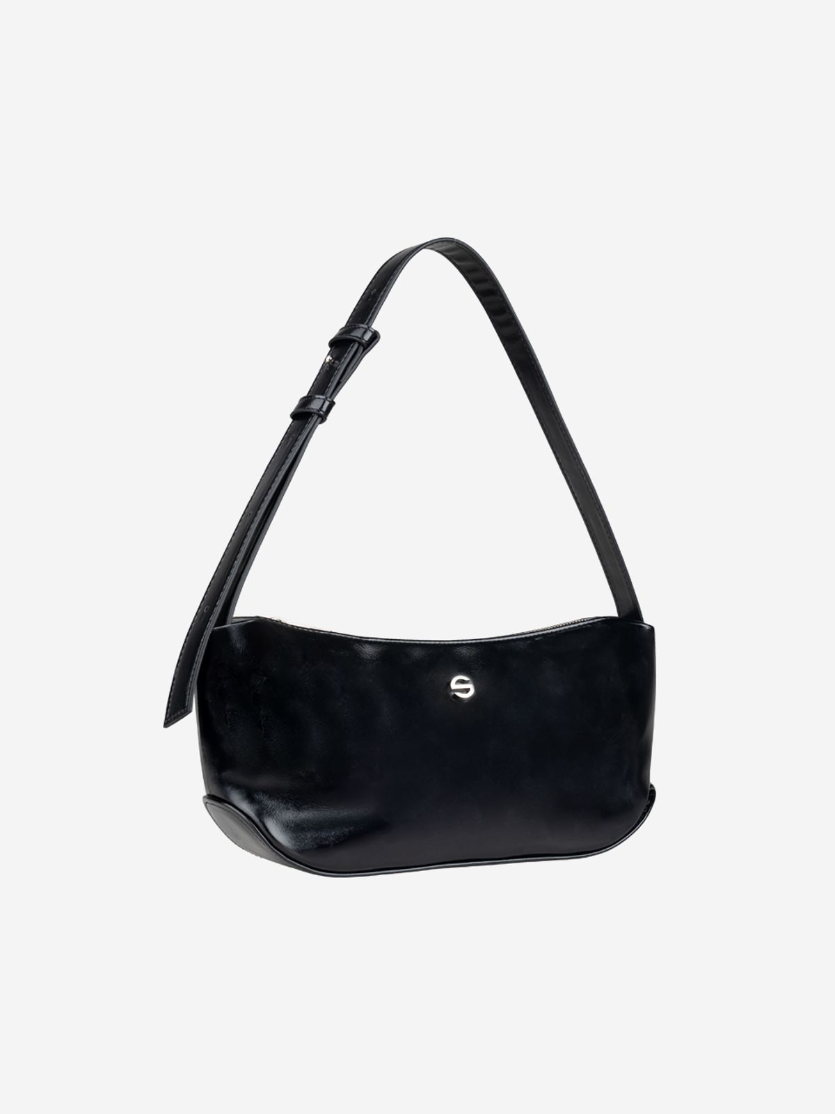 세미코드(SEMICODE) groove middle bag - glossy black