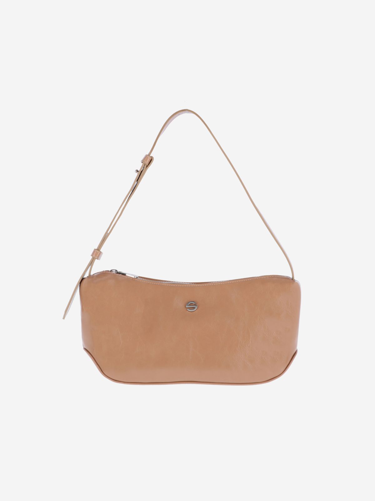 세미코드(SEMICODE) groove middle bag - crinkle dark beige