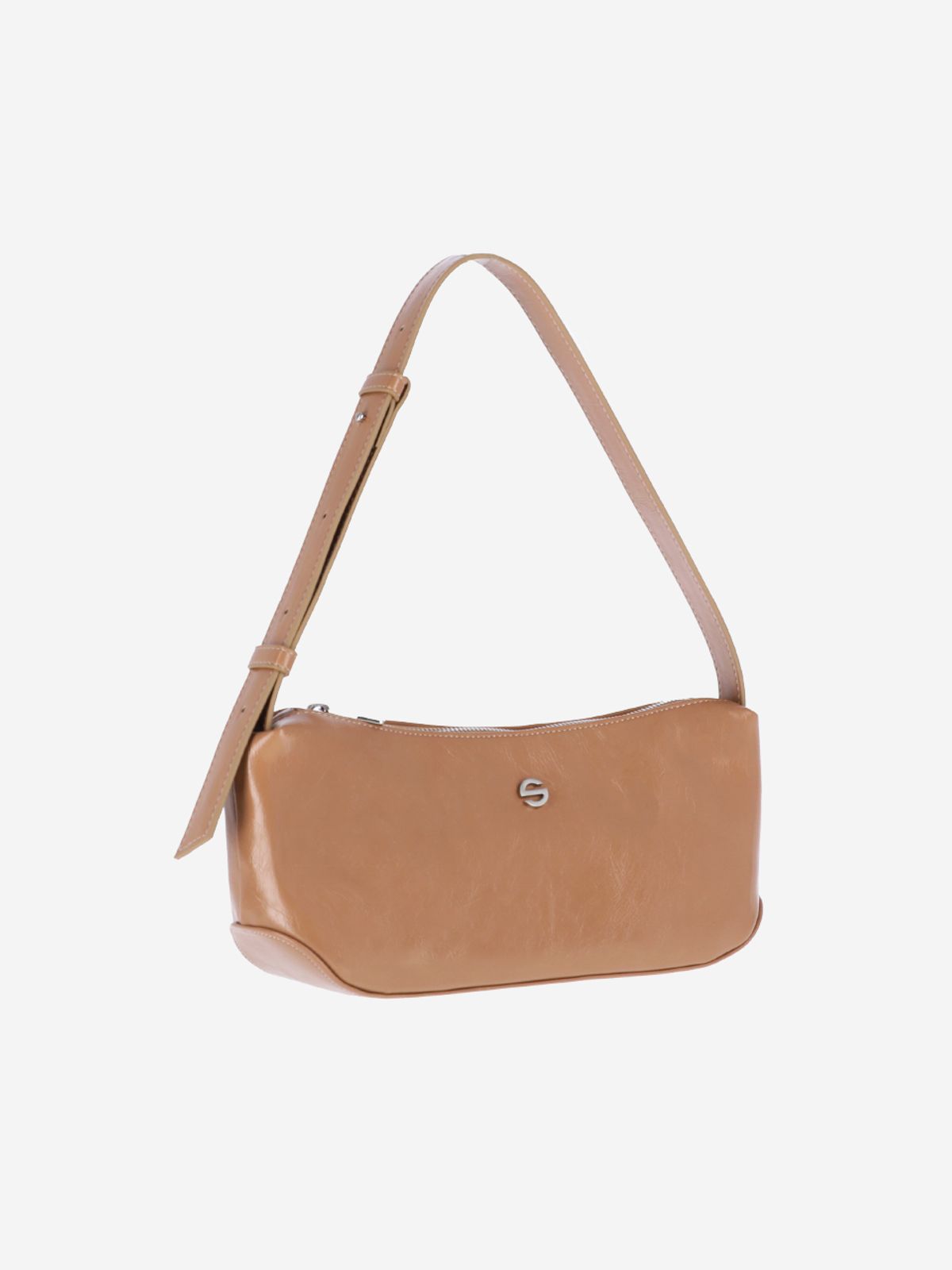 세미코드(SEMICODE) groove middle bag - crinkle dark beige