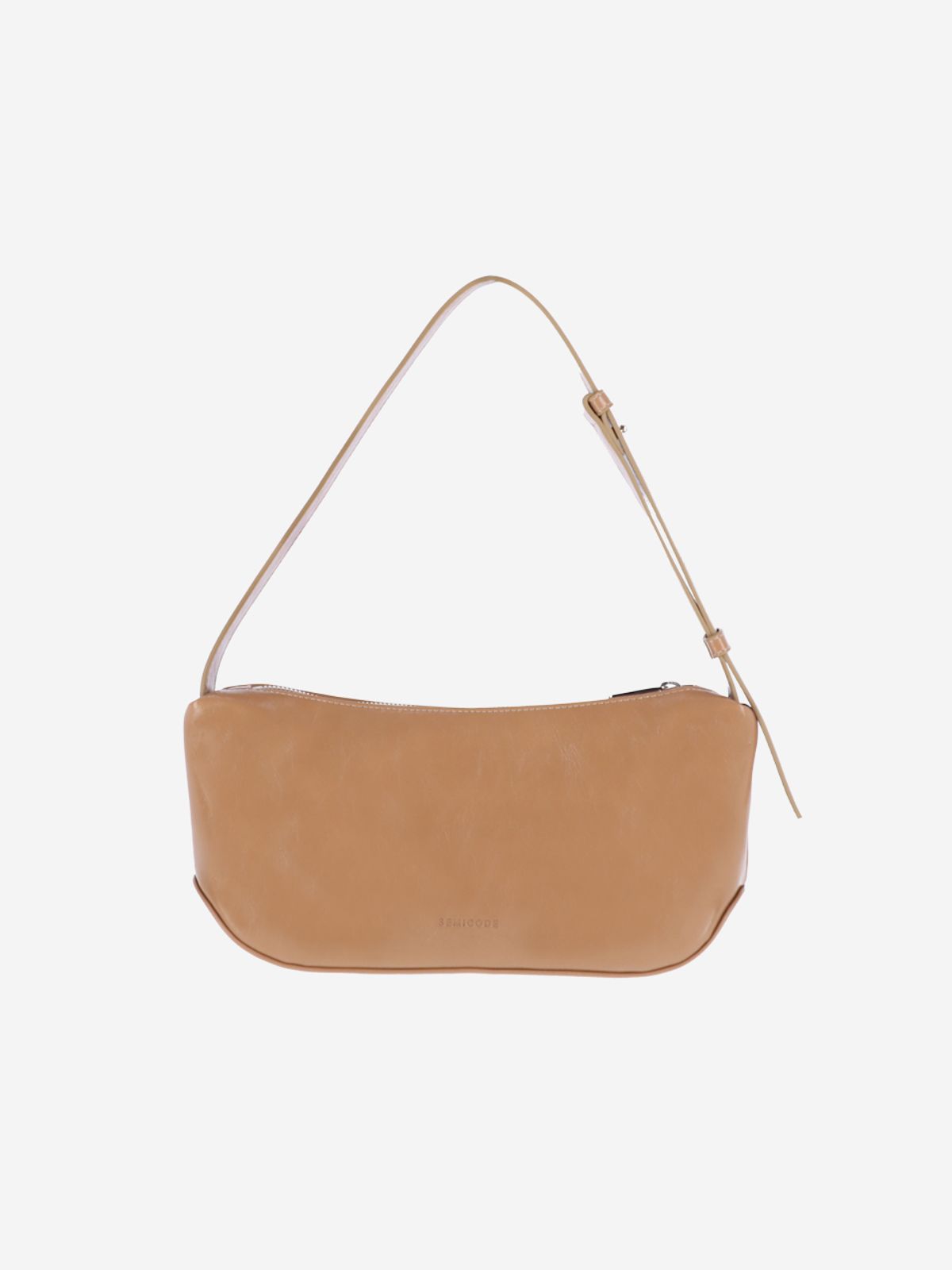 세미코드(SEMICODE) groove middle bag - crinkle dark beige