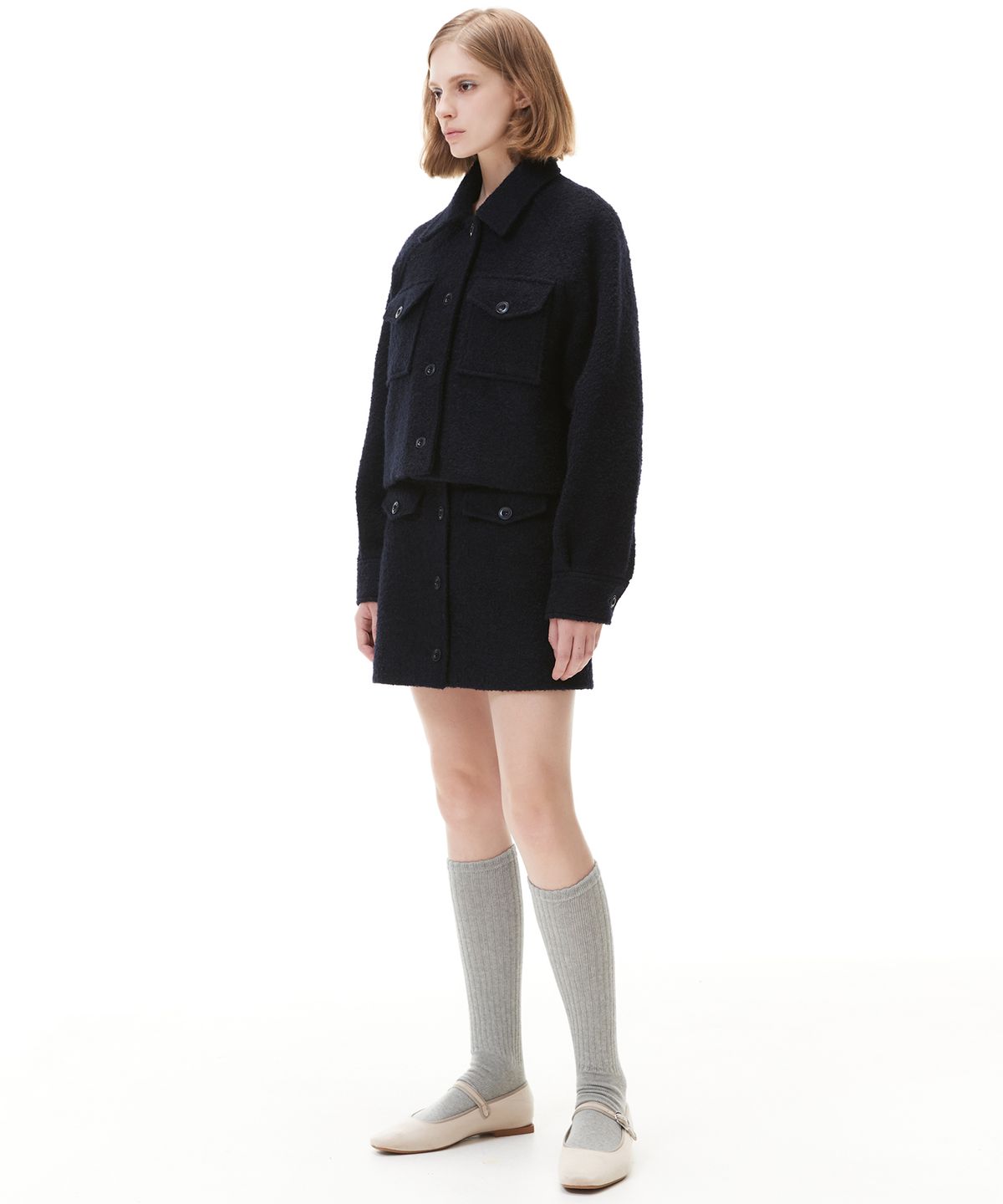 해바이해킴(HAE BY HAEKIM) BOUCLE WOOL SHORT JACKET_NAVY